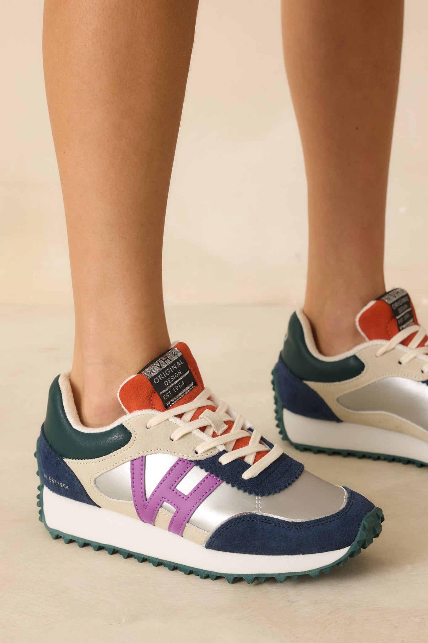 Front angle showing the toe shape, platform height, and colorful accents on the upper.