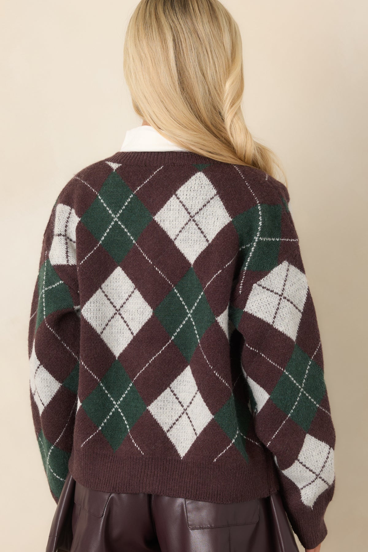 The Winning Combination Brown & Green Knit Argyle Cardigan