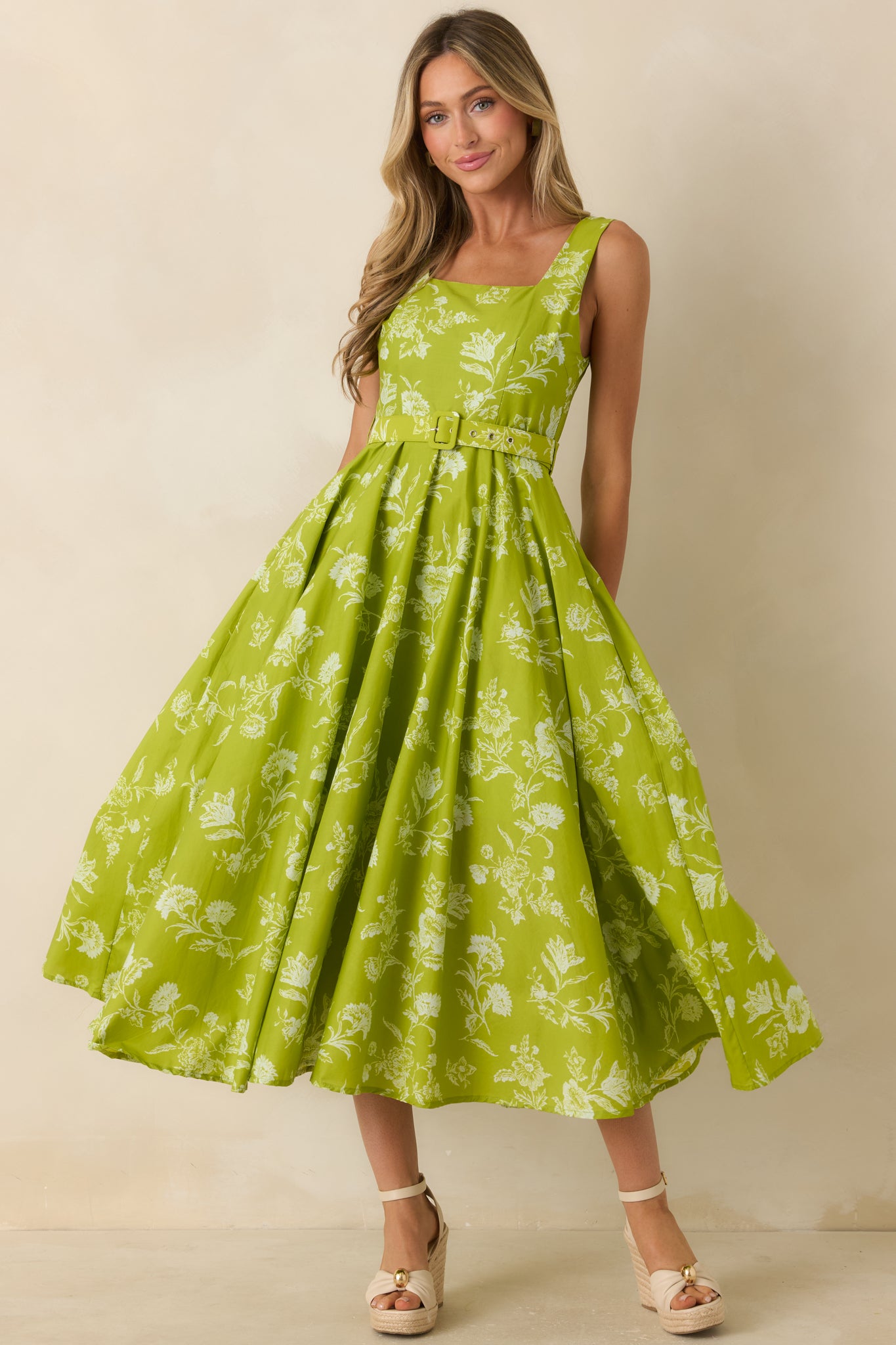 red green and yellow dress Women's Fresh Air & Flowers Chartreuse Floral Cotton Midi | Size: S Hazel and Olive sells Color:Patchwork Short Sleeve Dresses - hunter 2026