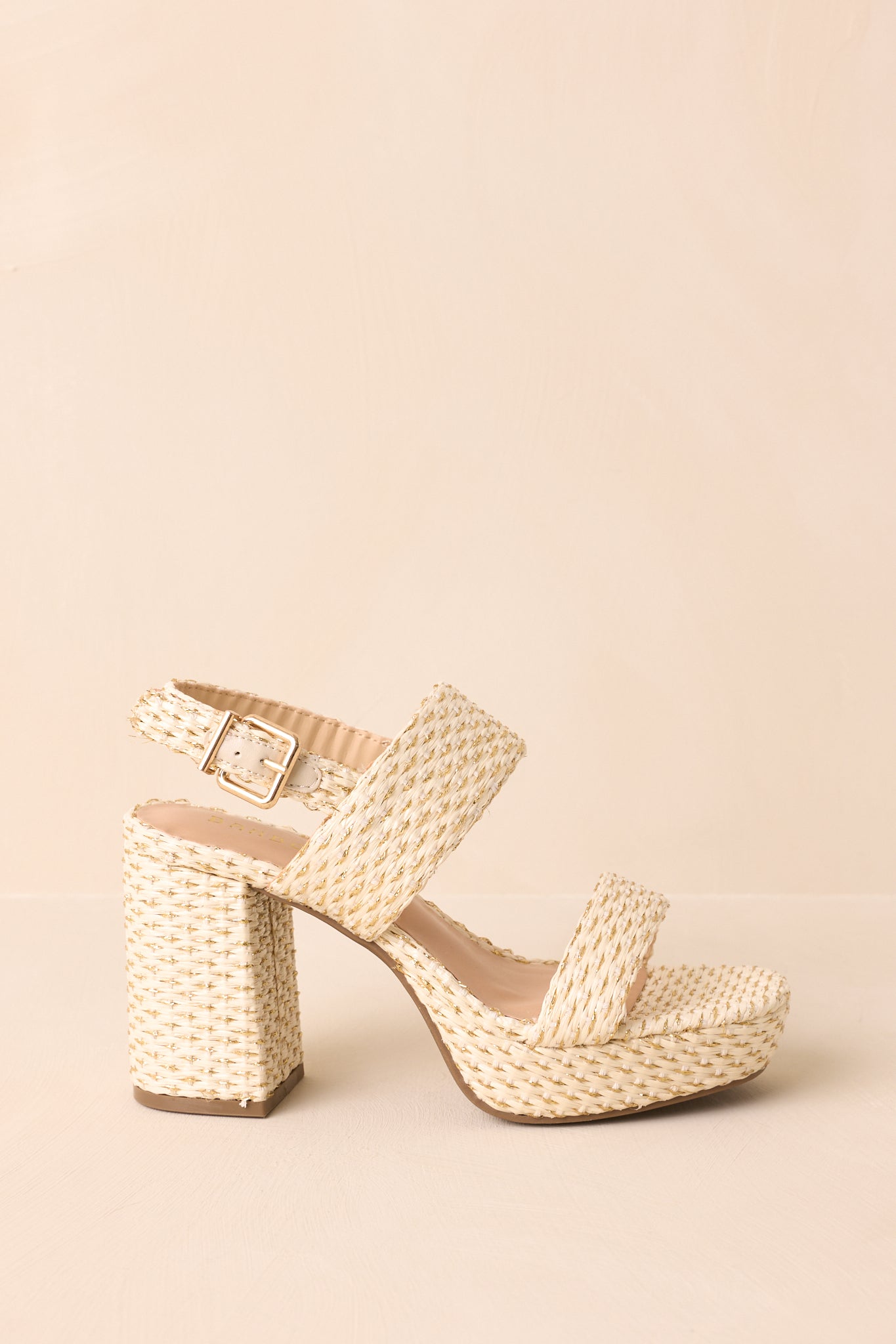 Nobody Else Natural & Gold Espadrille High Heel Platform Sandals
