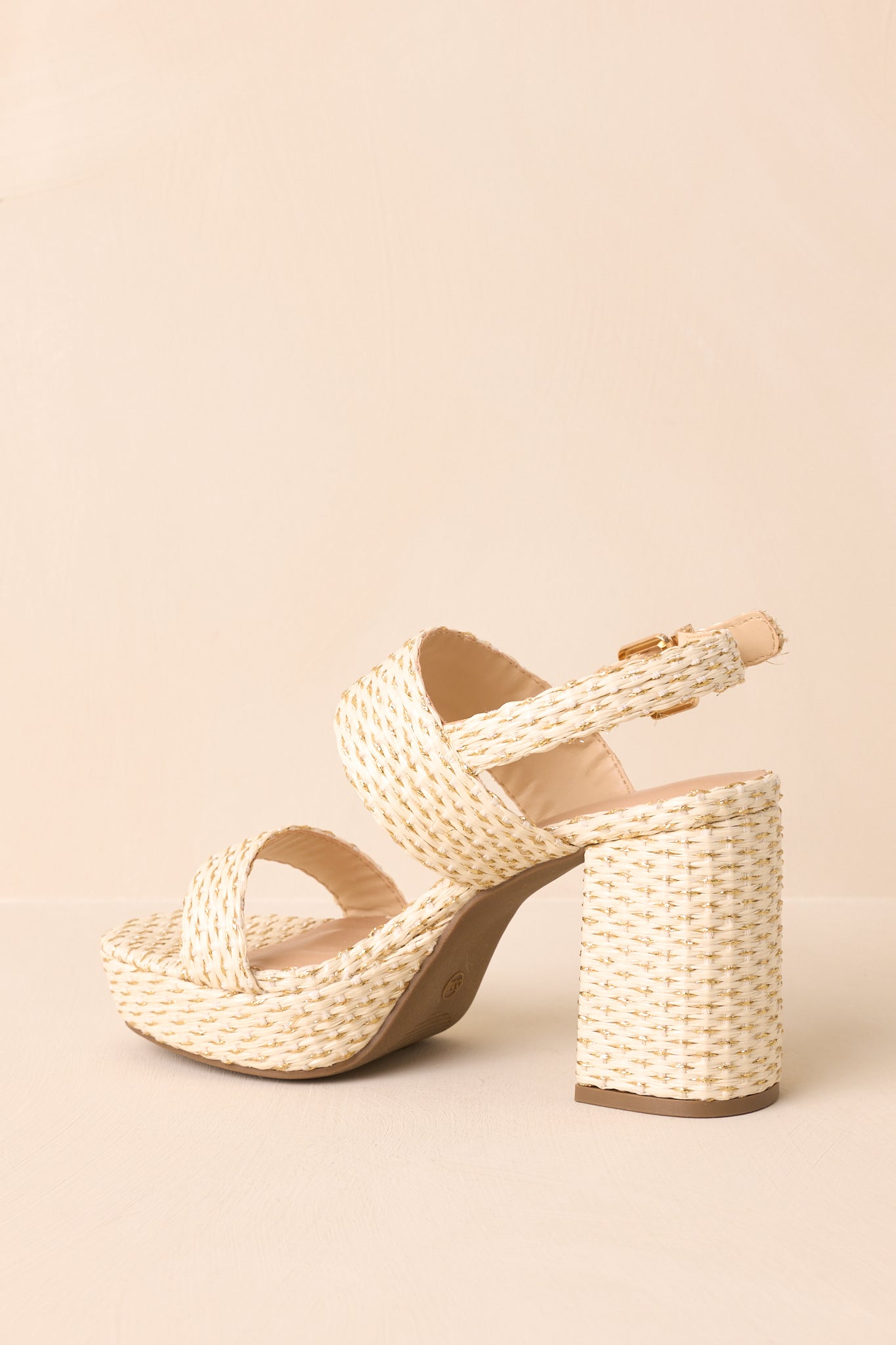 Nobody Else Natural & Gold Espadrille High Heel Platform Sandals