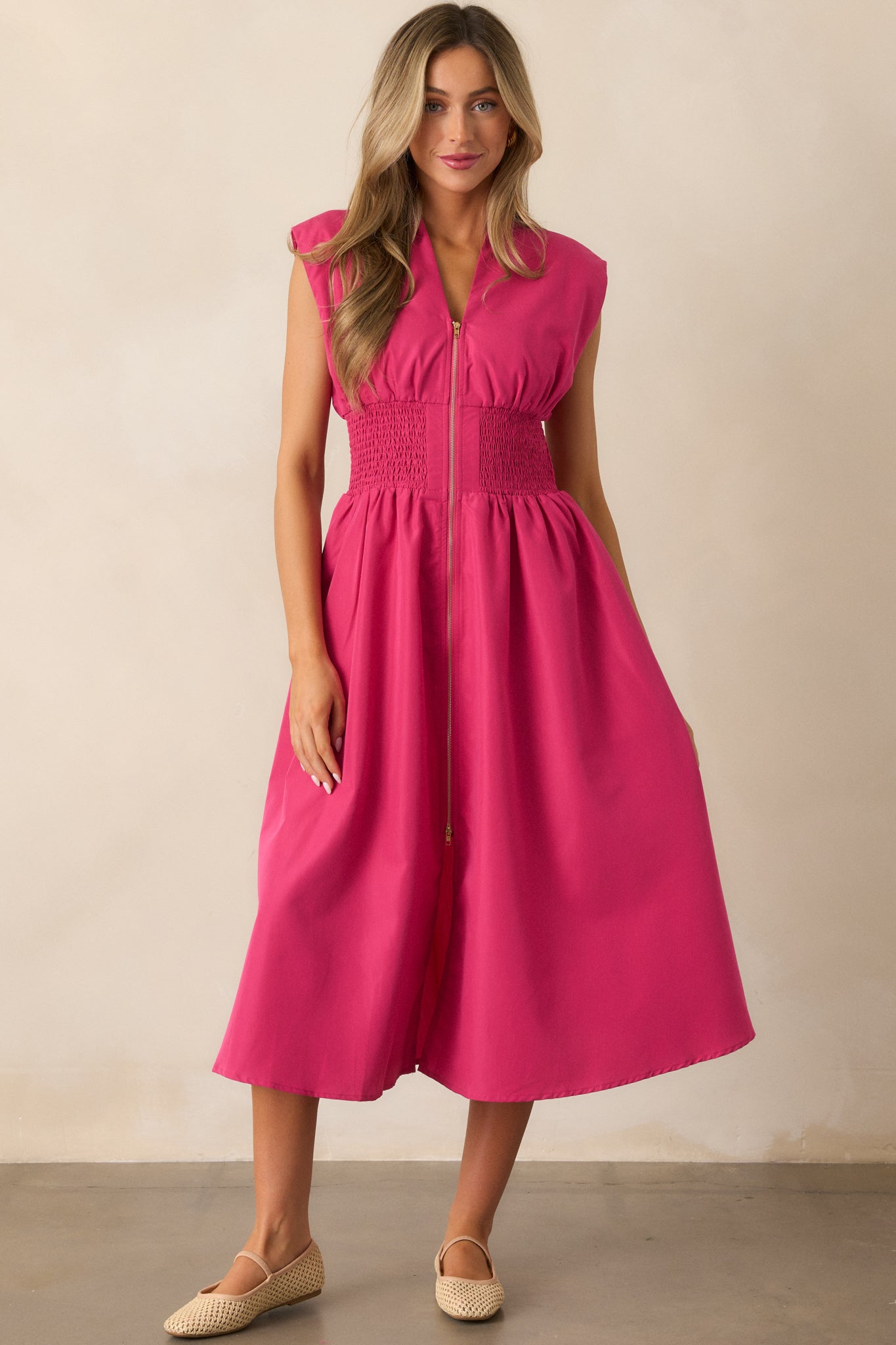 The Evette Midi Dress In Magenta - All Dresses | Red Dress The Evette Midi Dress In Magenta - All Dresses | Red Dress
