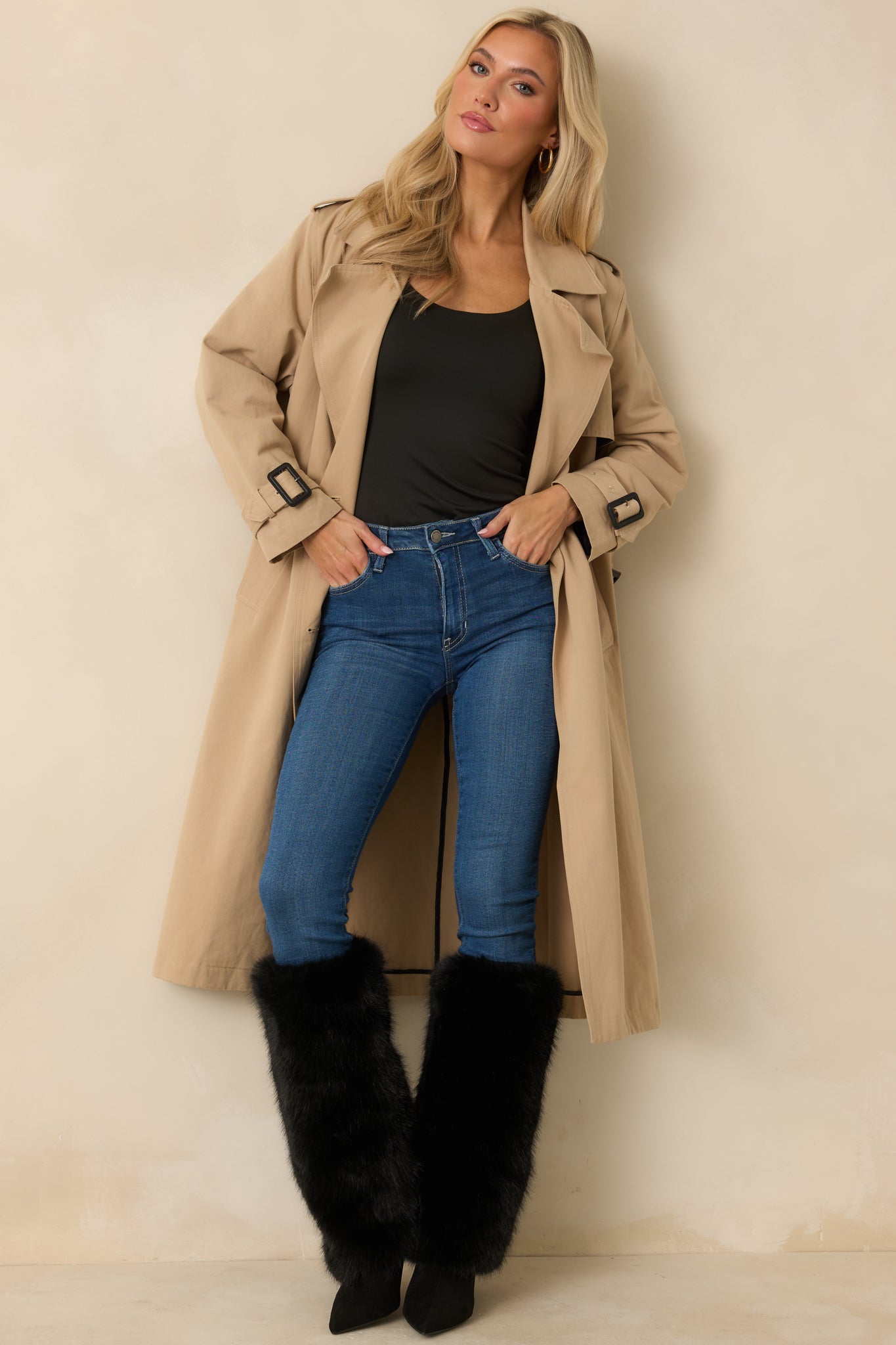 On the Avenue Tan Cotton Belted Trench Coat