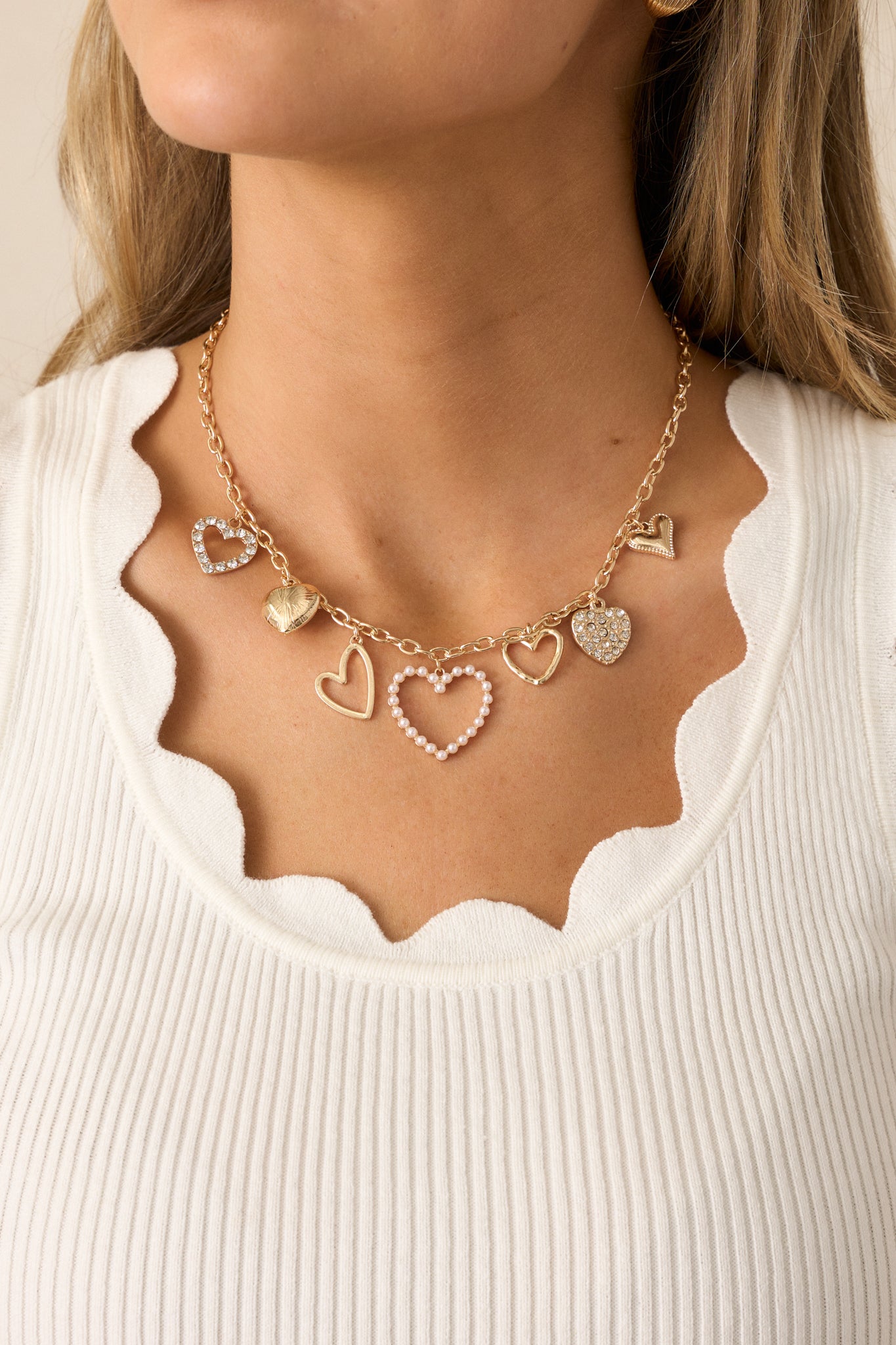 Gold Heart Charm Necklace - All Jewelry | Red Dress Gold Heart Charm Necklace - All Jewelry | Red Dress
