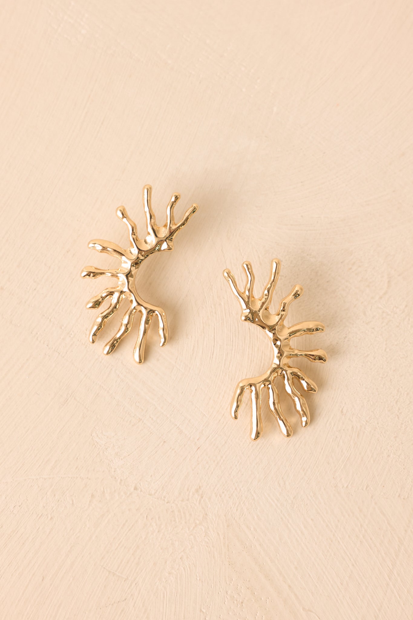 Red Dress | Gold Reef Sculptural Statement Earrings - All Jewelry Red Dress | Gold Reef Sculptural Statement Earrings - All Jewelry