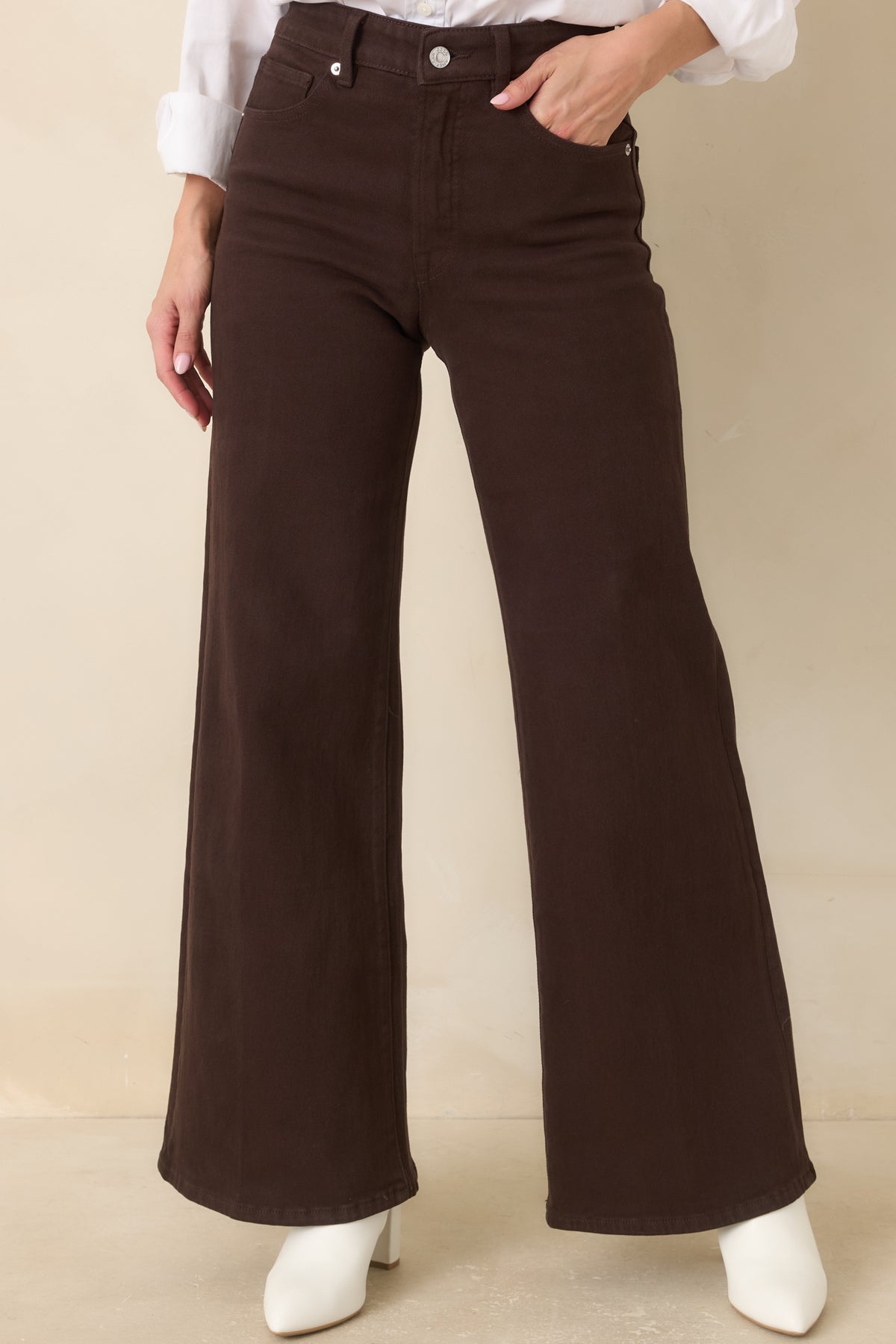 Good American Good Waist Espresso Palazzo Jeans