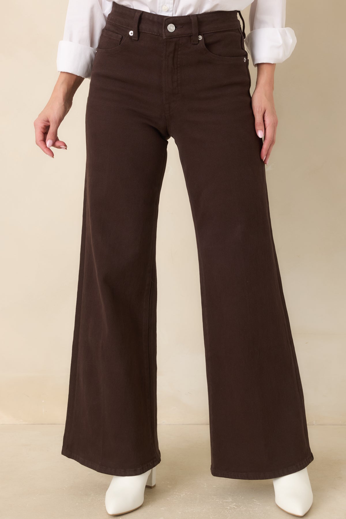 Good American Good Waist Espresso Palazzo Jeans