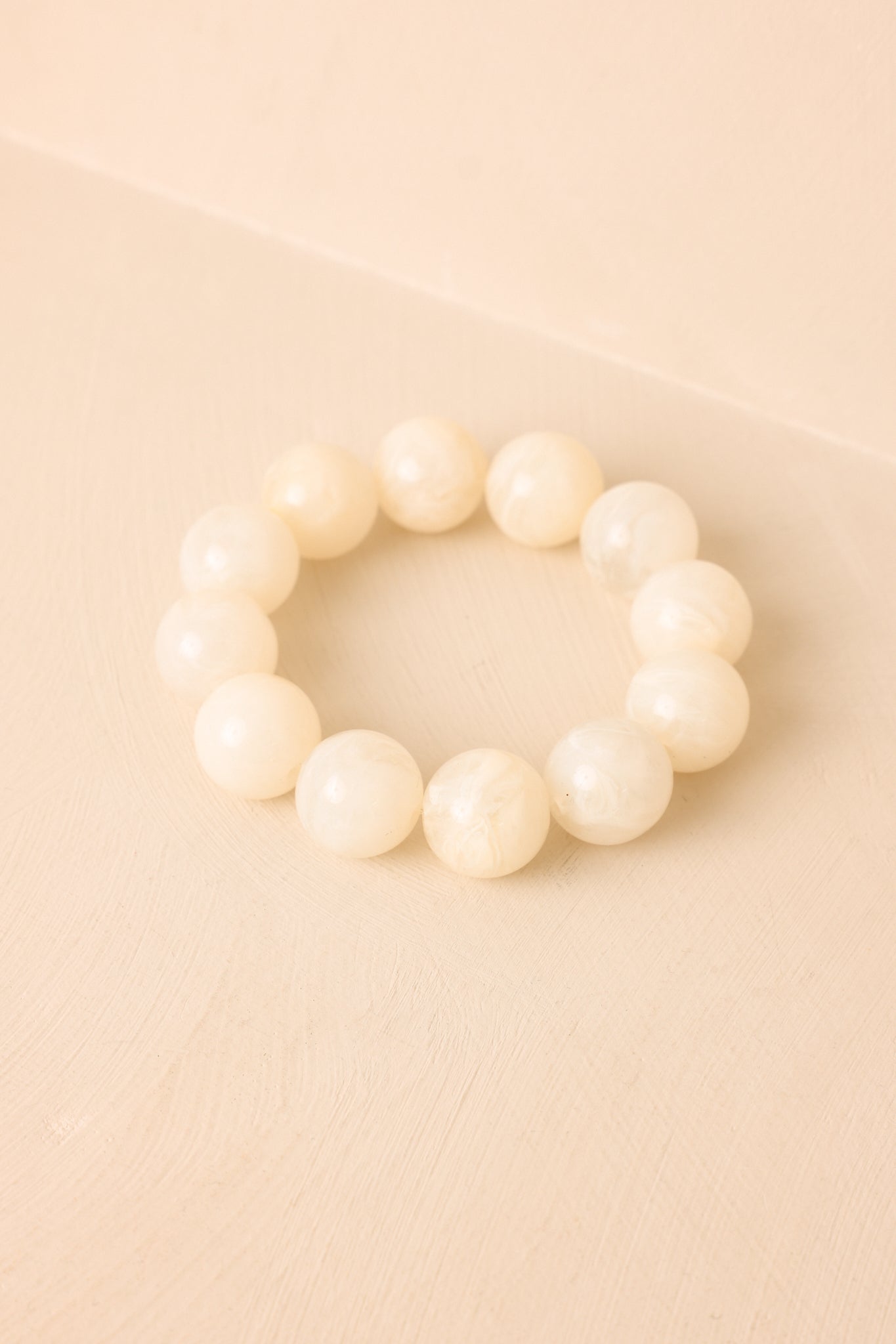 Oyster Moon Ivory Marbled Beaded Stretch Bracelet