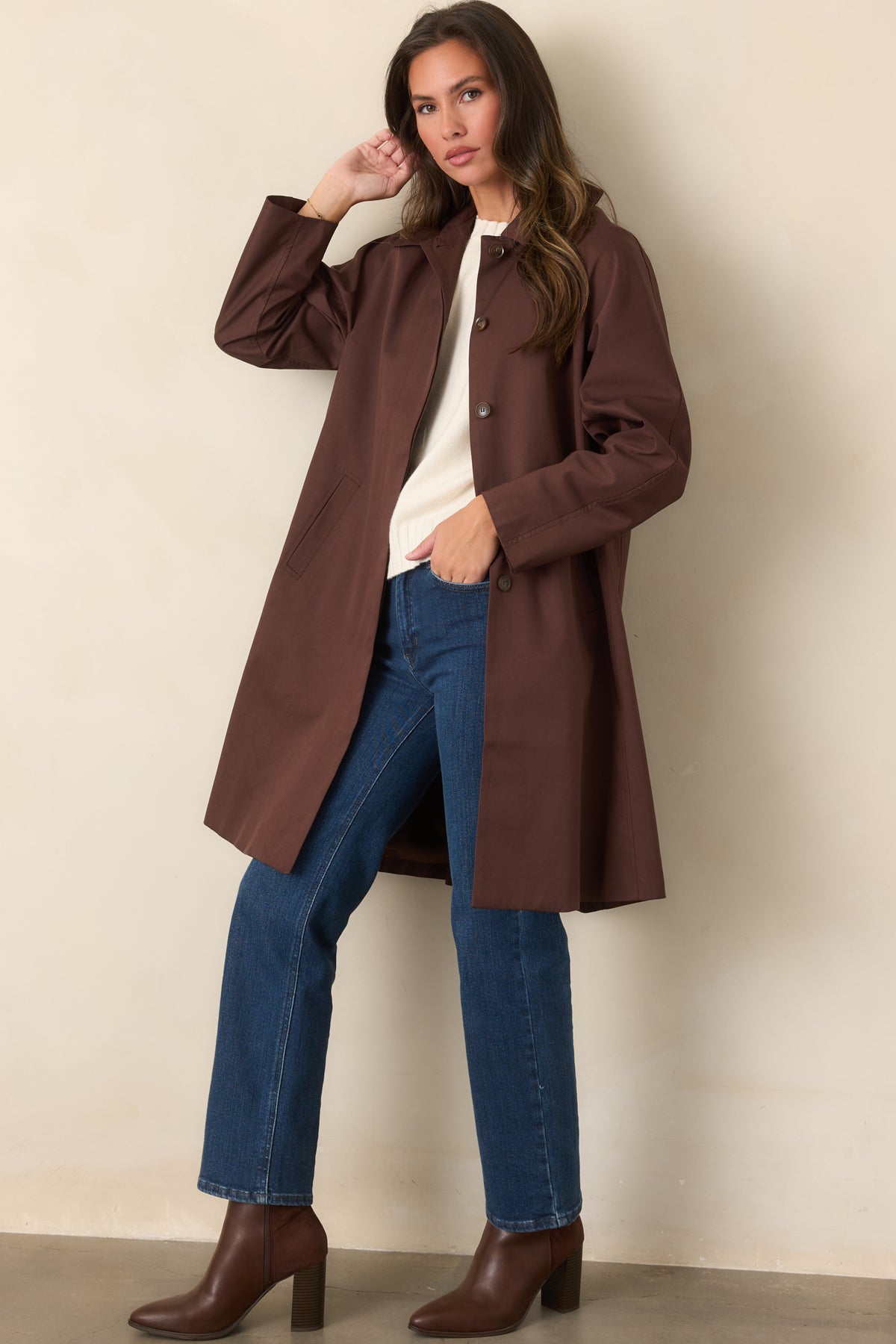 ASTR the Label Harmoni Brown Oversized Trench Coat