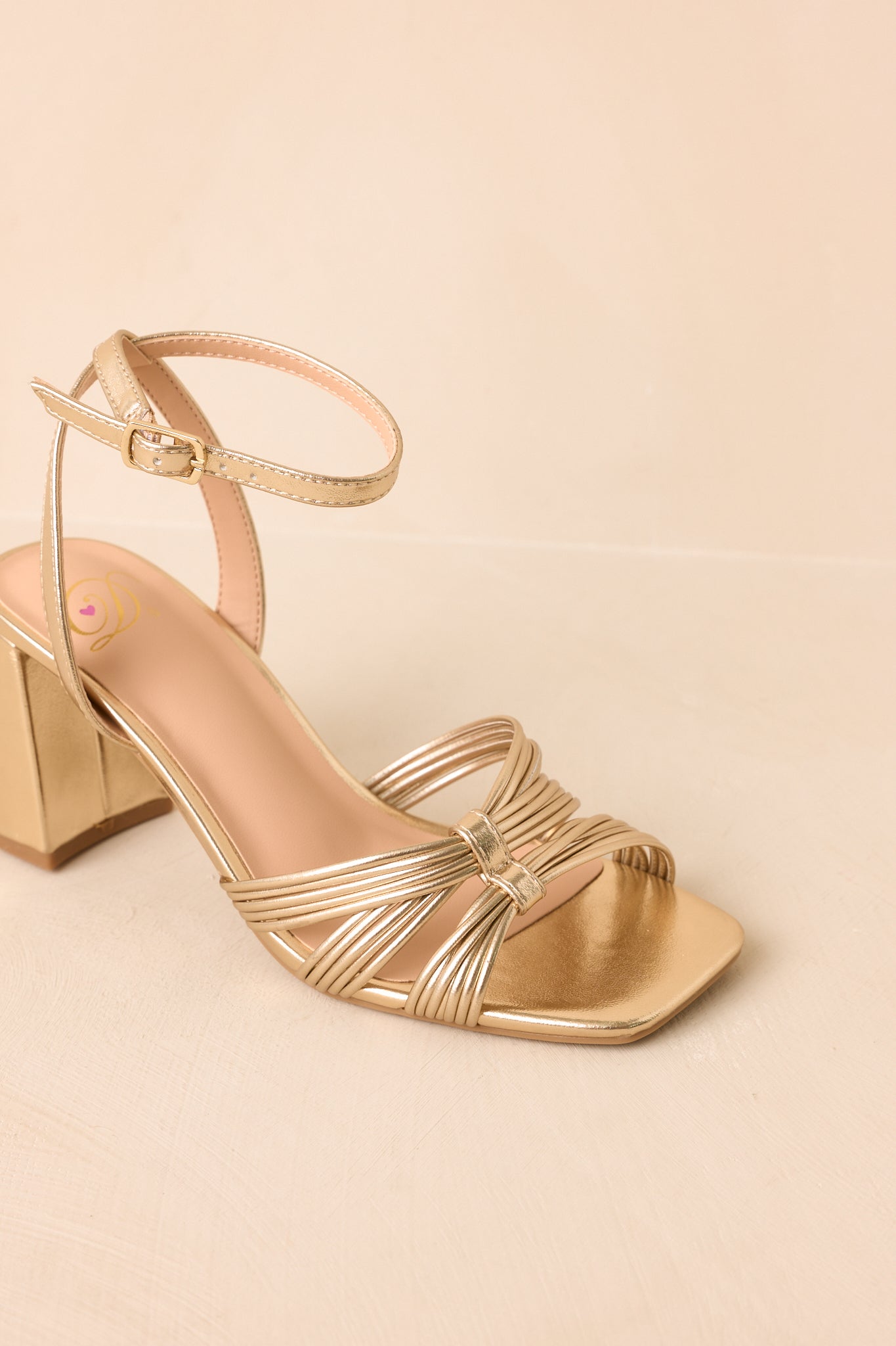 Toast To Tonight Metallic Gold Strappy Block Heels