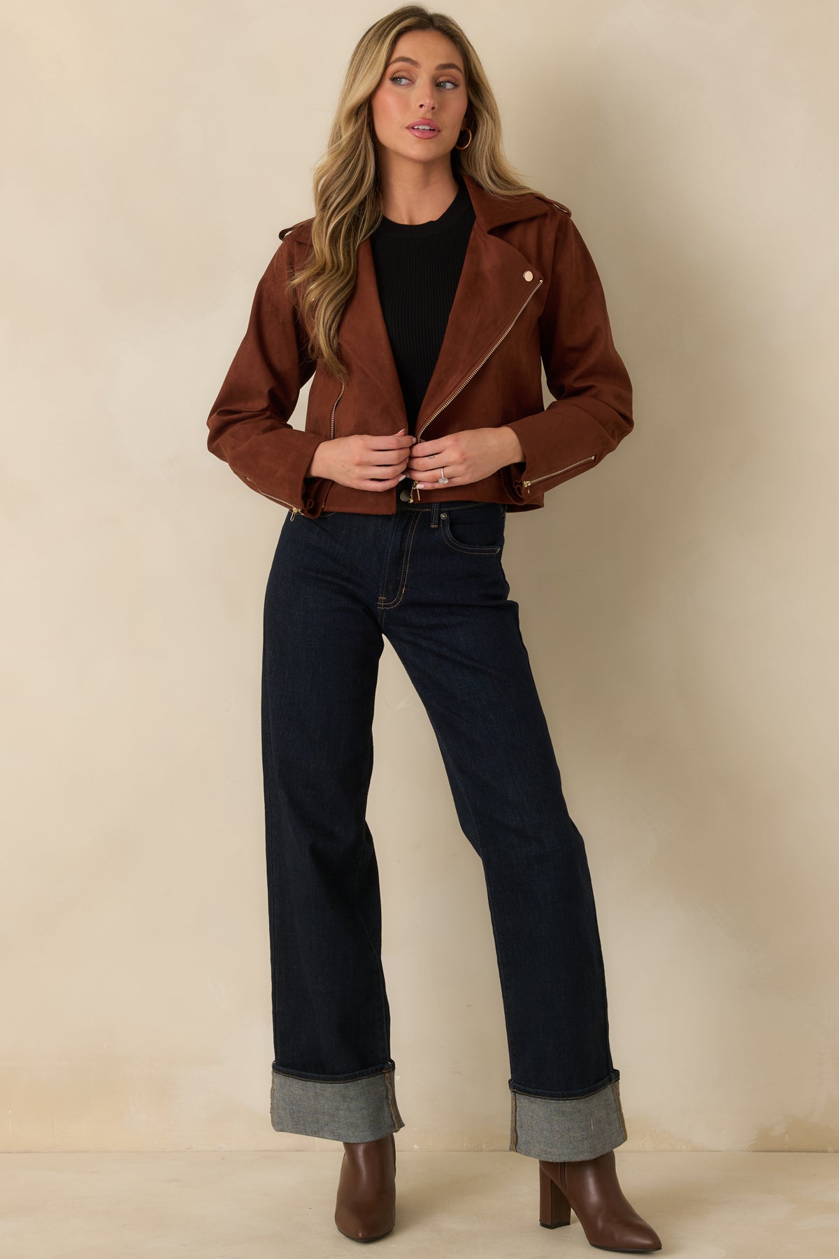 Prosperina High Line Brownstone Vegan Suede Jacket