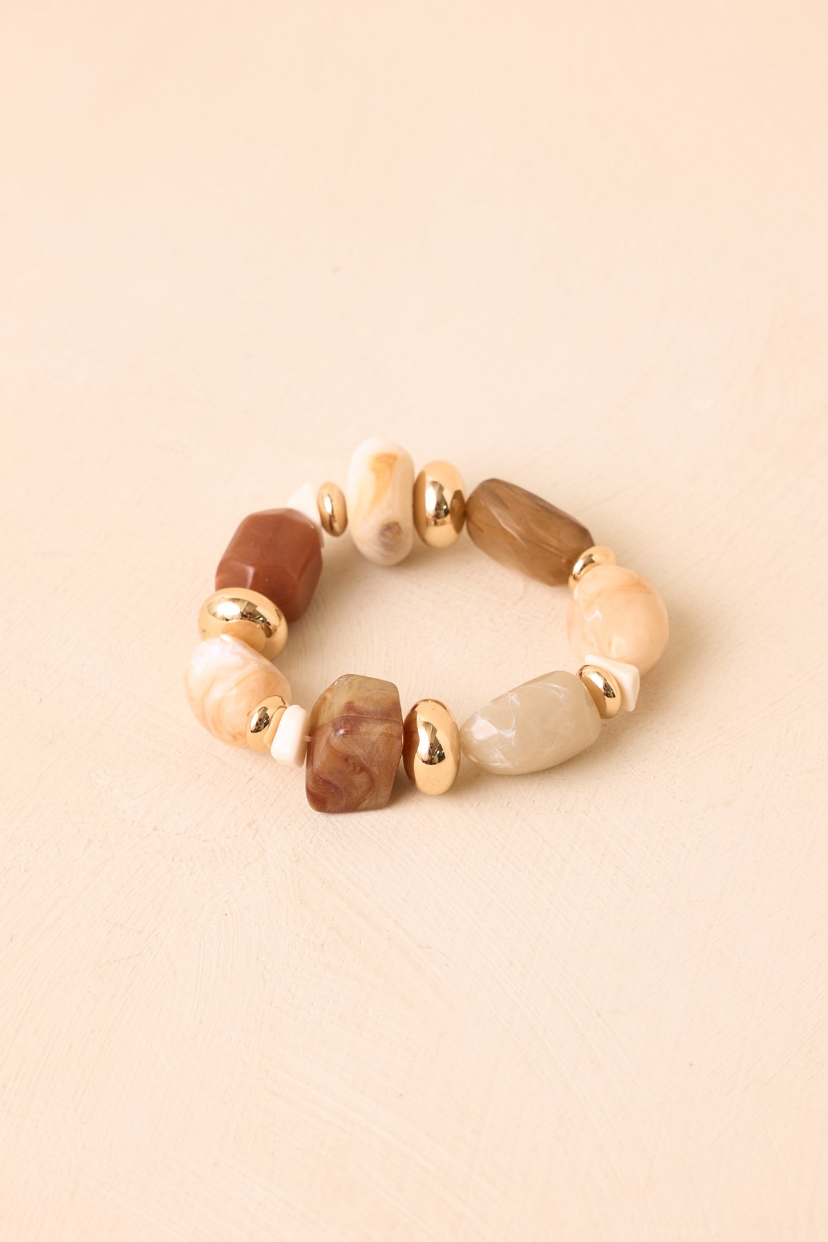 Part of the Picture Gold & Beige Multi Mixed Bead Bracelet