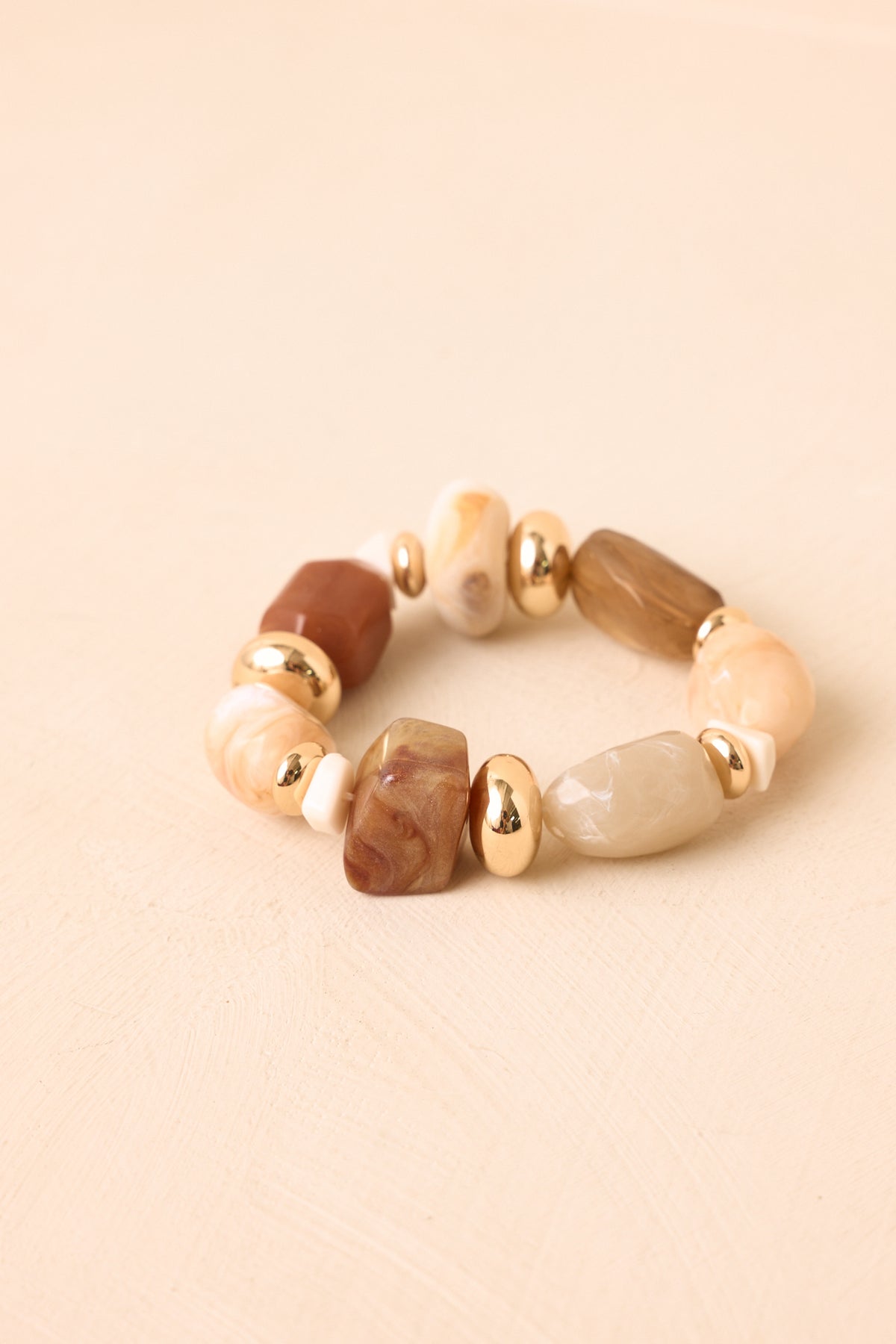 Part of the Picture Gold & Beige Multi Mixed Bead Bracelet
