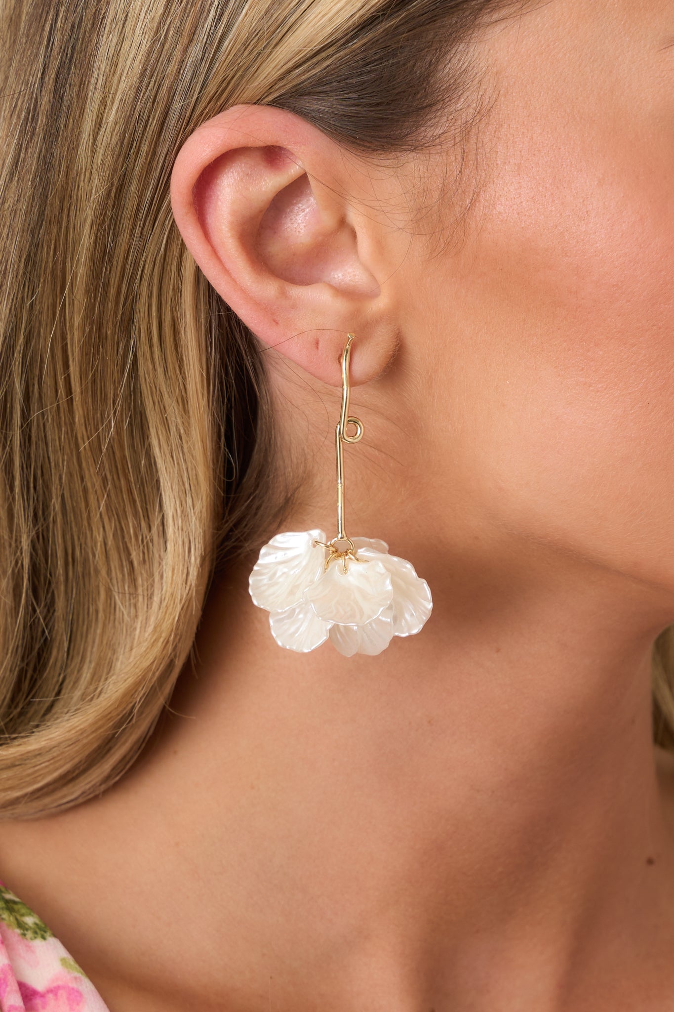 Floral Dreams Ivory Pearlescent Petal Drop Earrings