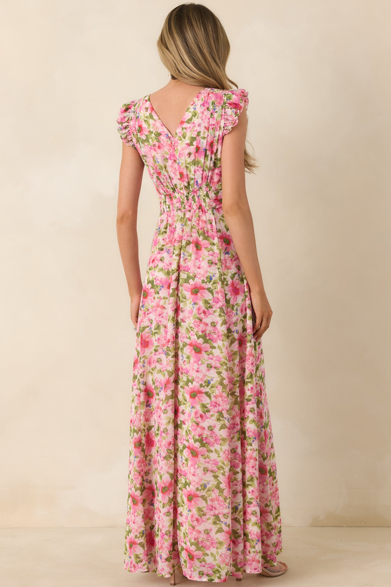 Dancing In The Sun Pink Floral Sleeveless Maxi Dress