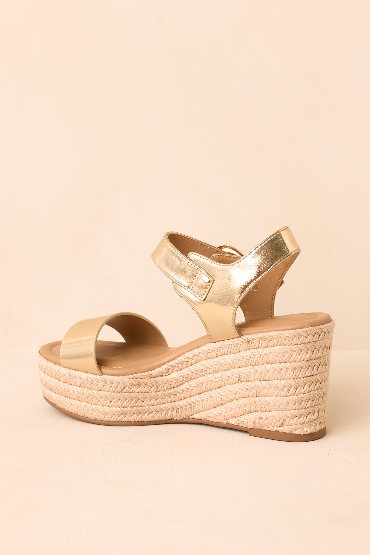 Island Arrival Gold Faux Leather Platform Espadrille Sandals