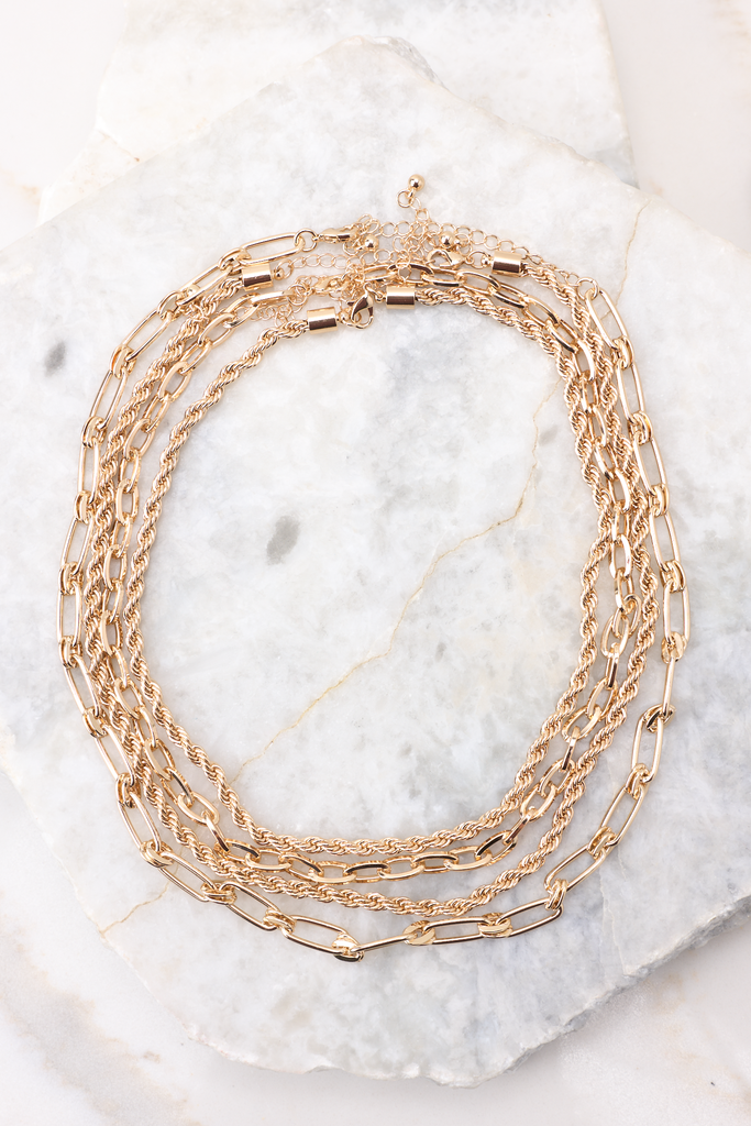 Charming Gold Layered Necklace All Jewelry Red Dress