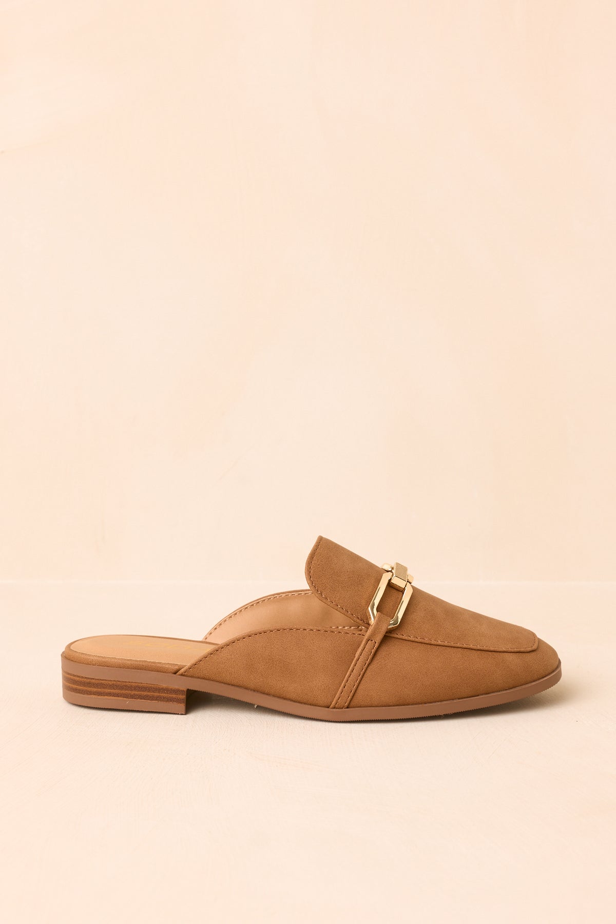 Going First Class Tan Faux Leather Mule Loafers
