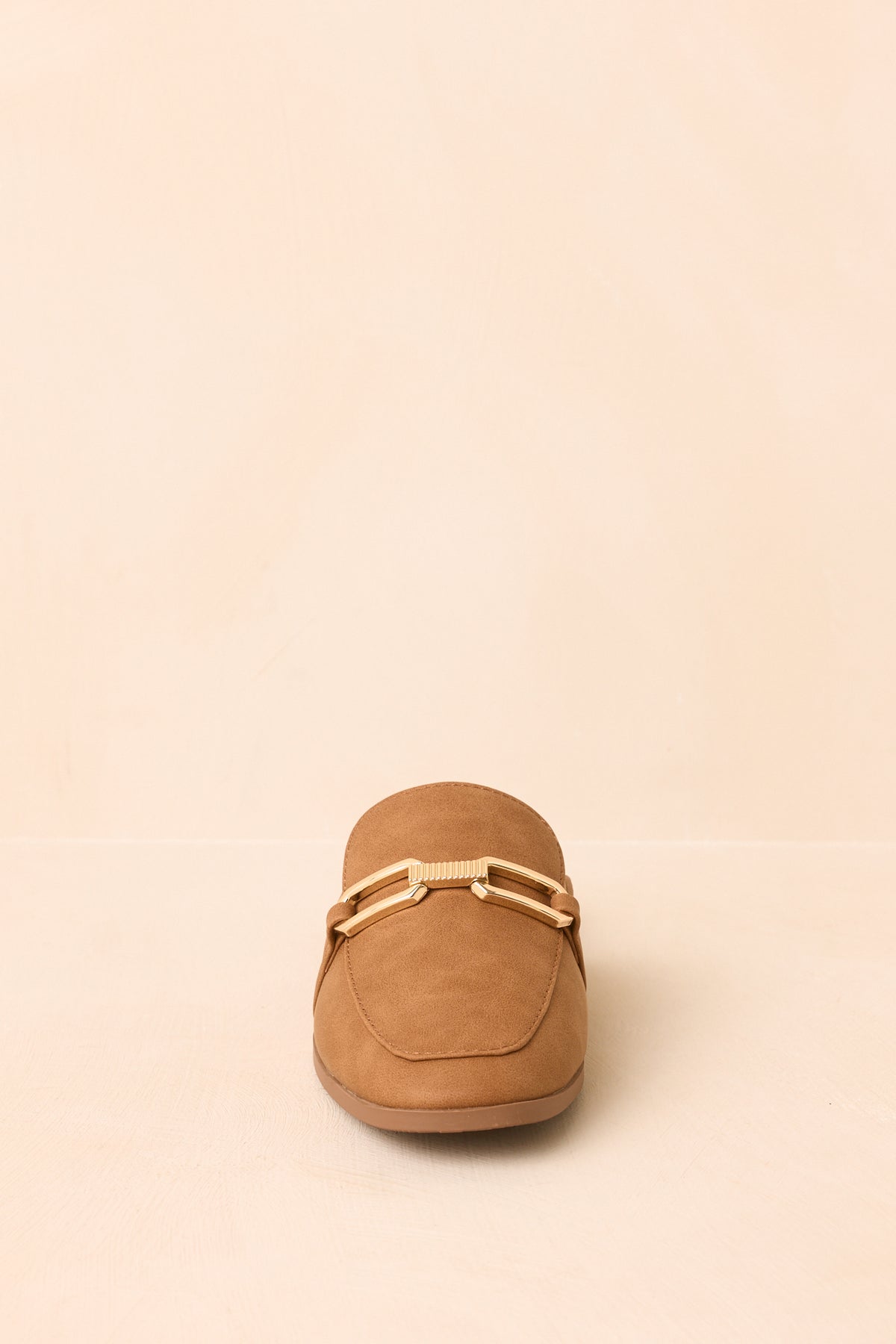Going First Class Tan Faux Leather Mule Loafers