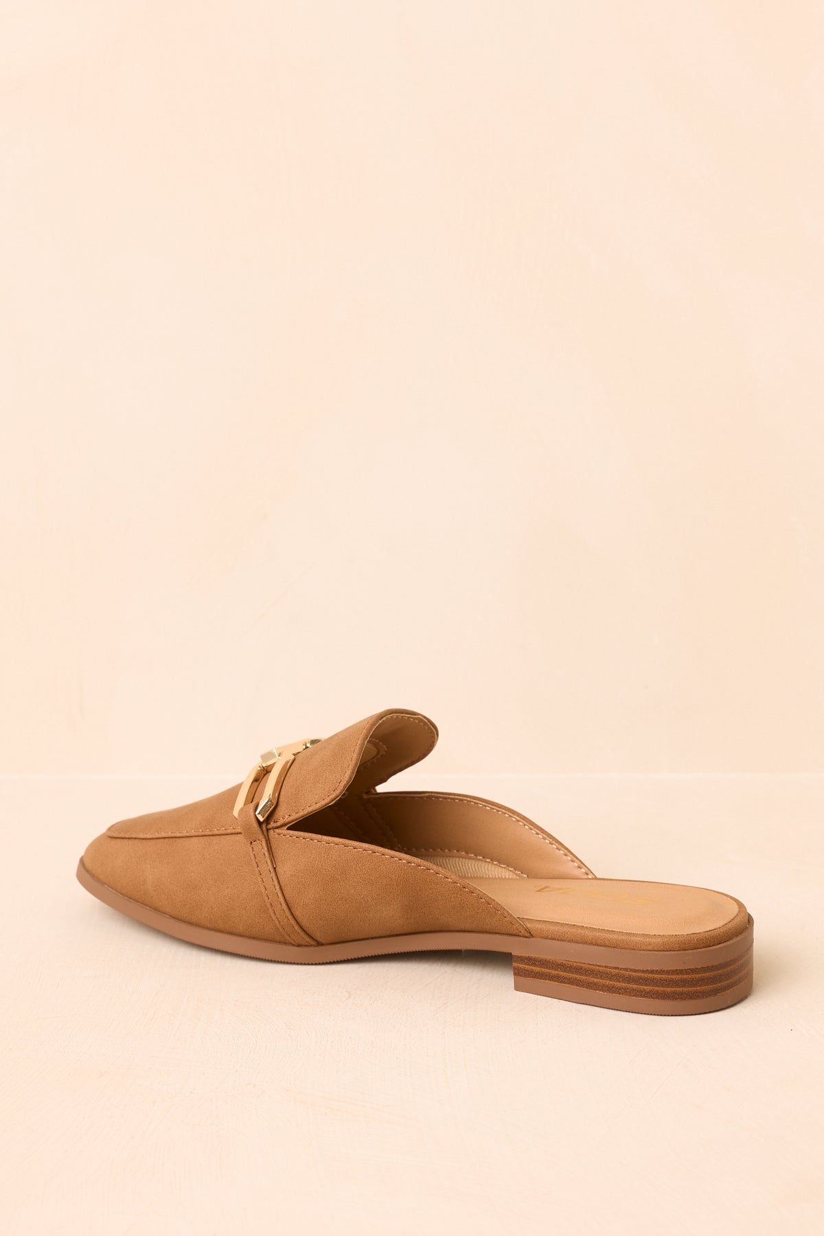 Going First Class Tan Faux Leather Mule Loafers