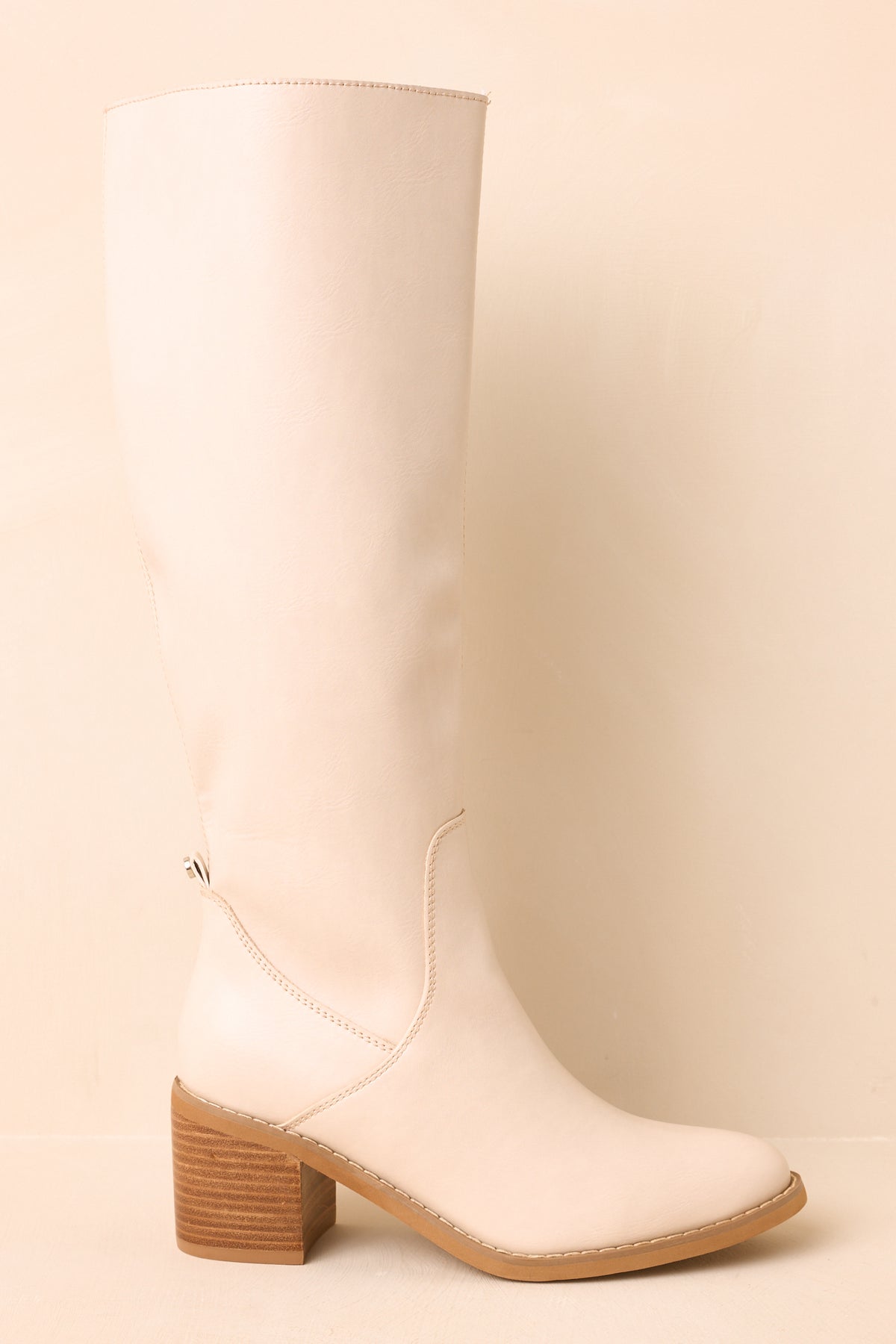 For Good Reason Ivory Smooth Faux Leather Knee High Boots