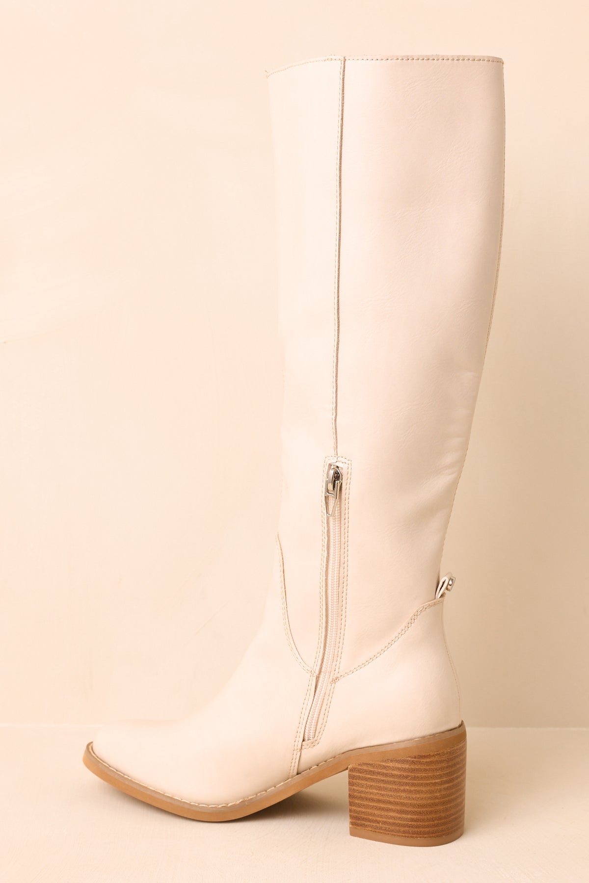 For Good Reason Ivory Smooth Faux Leather Knee High Boots