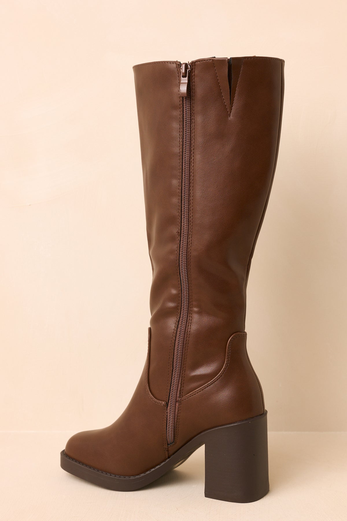 Tall Order Brown Faux Leather Knee High Boots