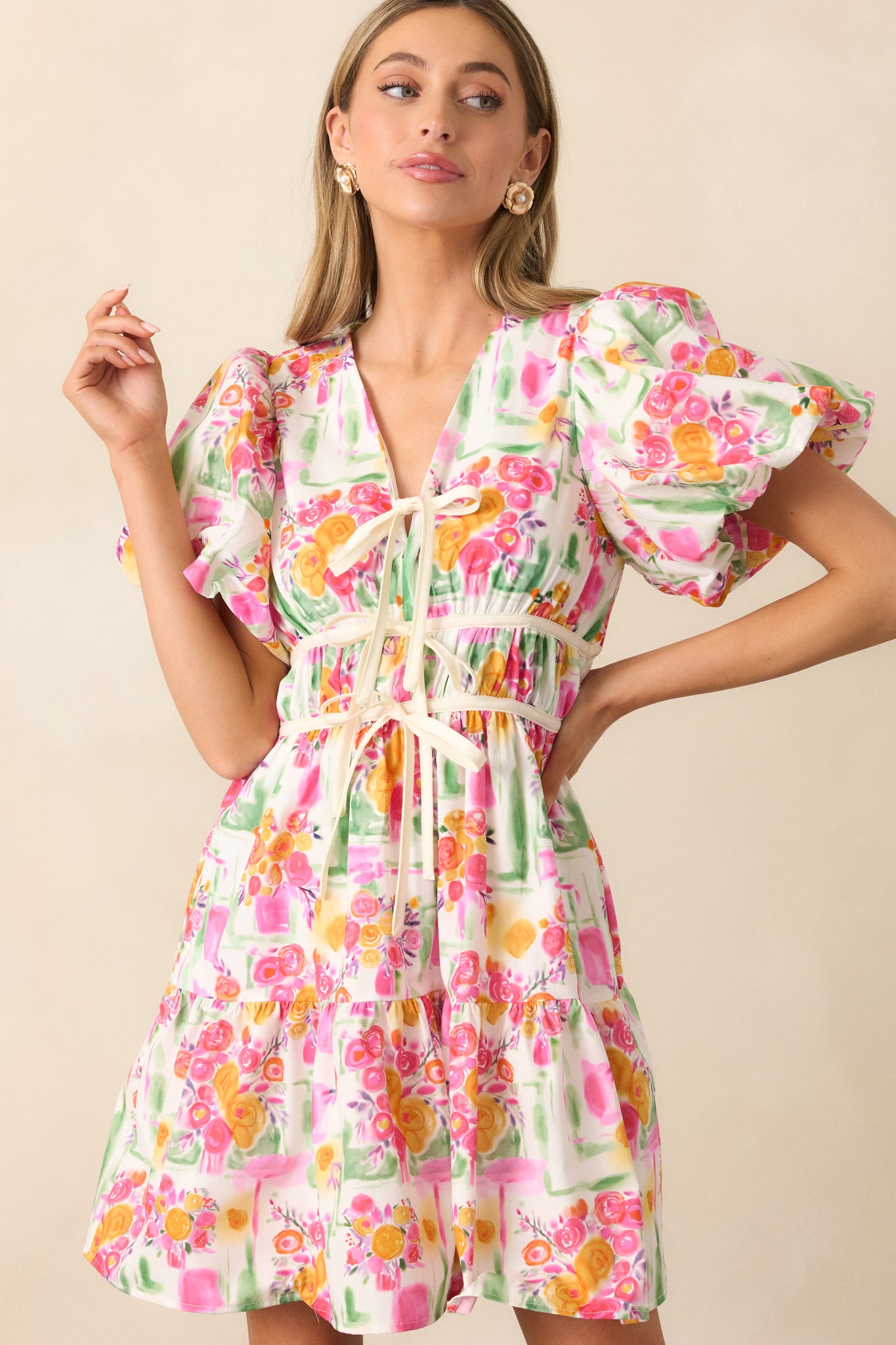 cotton puff sleeve mini dress Cotton Puff-Sleeve Mini Dress