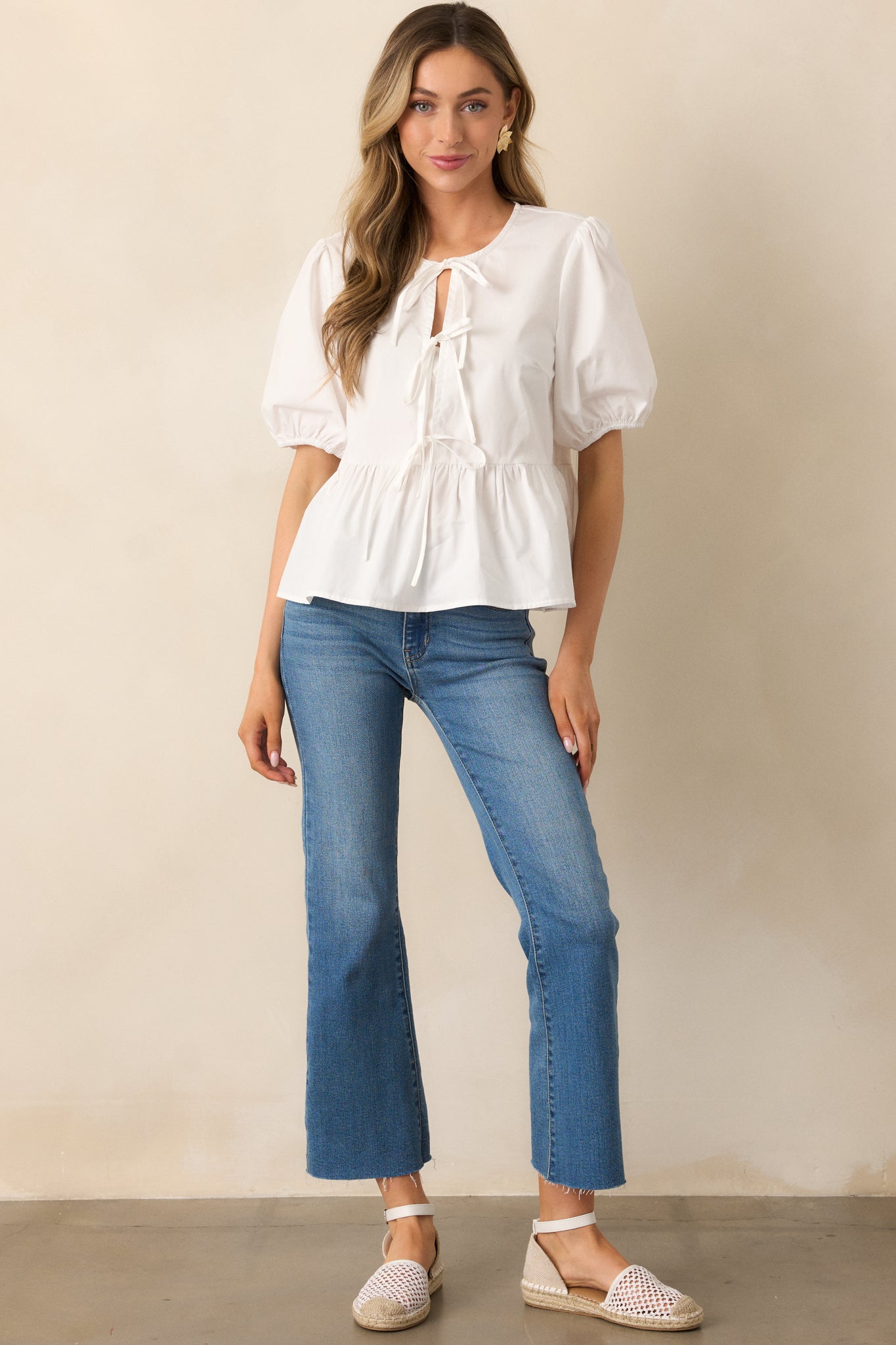 Medium Wash Cropped Flare Jeans - All Bottoms | Red Dress Medium Wash Cropped Flare Jeans - All Bottoms | Red Dress