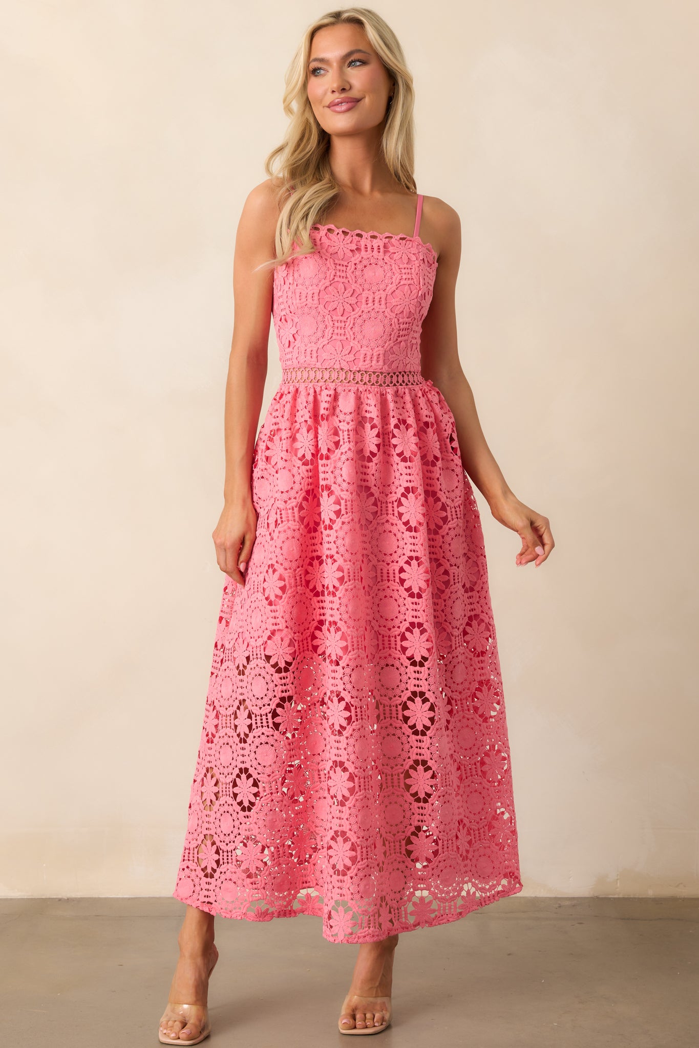 Pink Coral Floral Embroidered Maxi Dress - Event Dresses | Red Dress Pink Coral Floral Embroidered Maxi Dress - Event Dresses | Red Dress