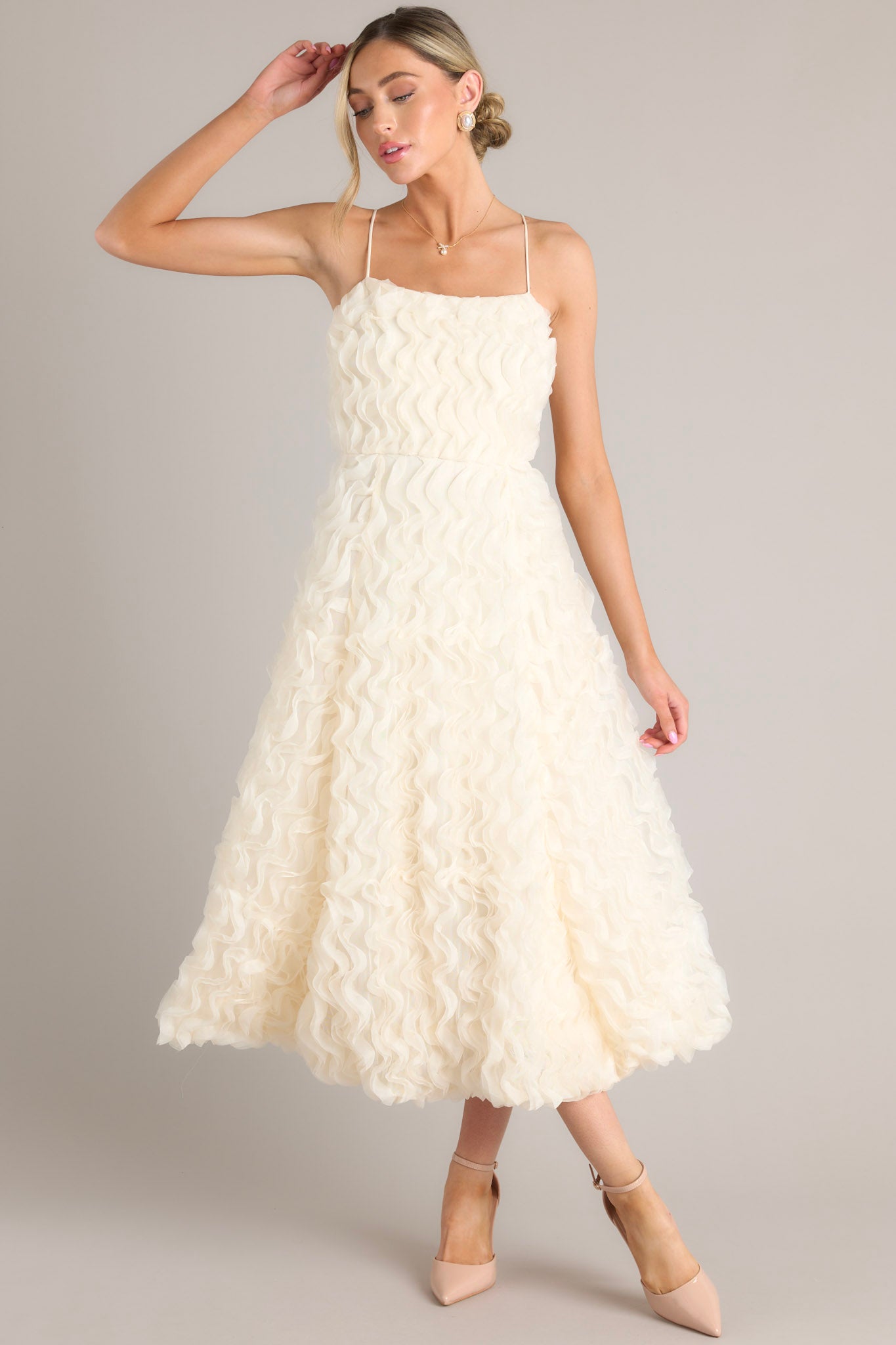 Ivory Ruffle Midi Dress - For The Bride | Red Dress Ivory Ruffle Midi Dress - For The Bride | Red Dress