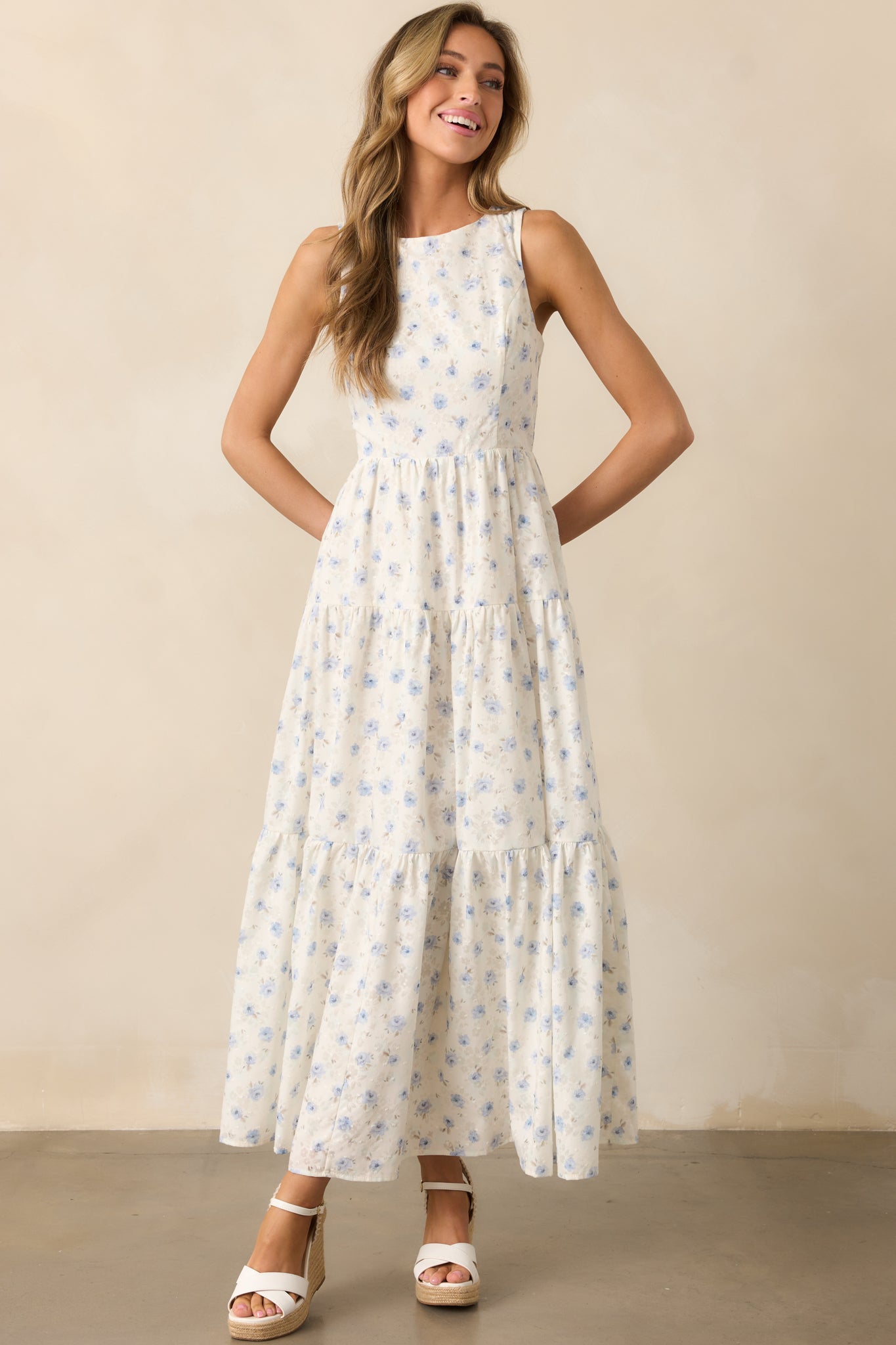 Ivory Floral Tiered Maxi Dress - All Dresses | Red Dress Ivory Floral Tiered Maxi Dress - All Dresses | Red Dress