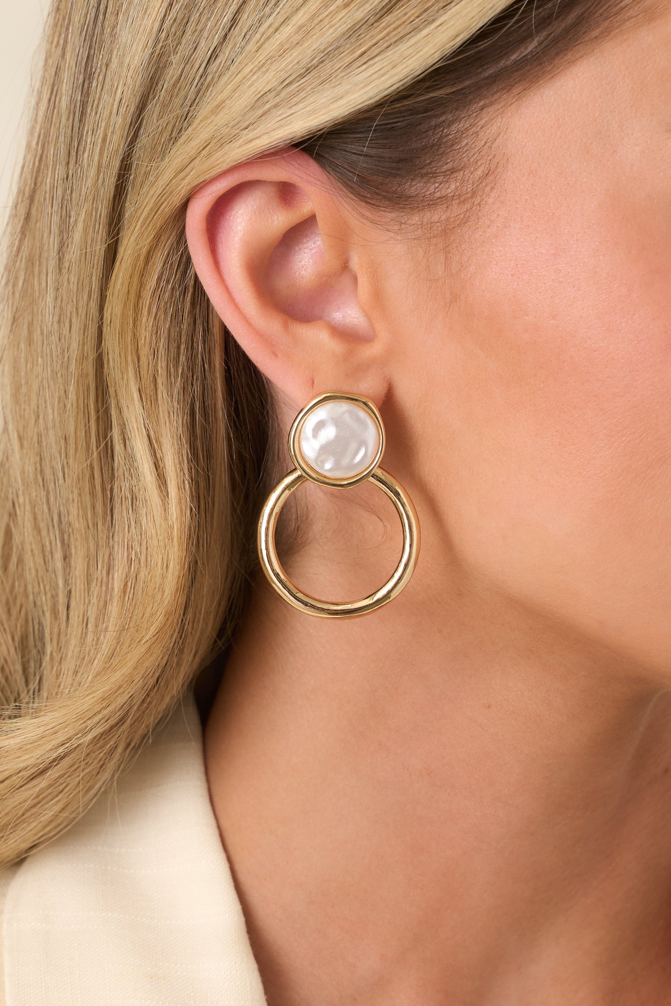 It Comes Full Circle Pearlescent Gold Hoop Earrings