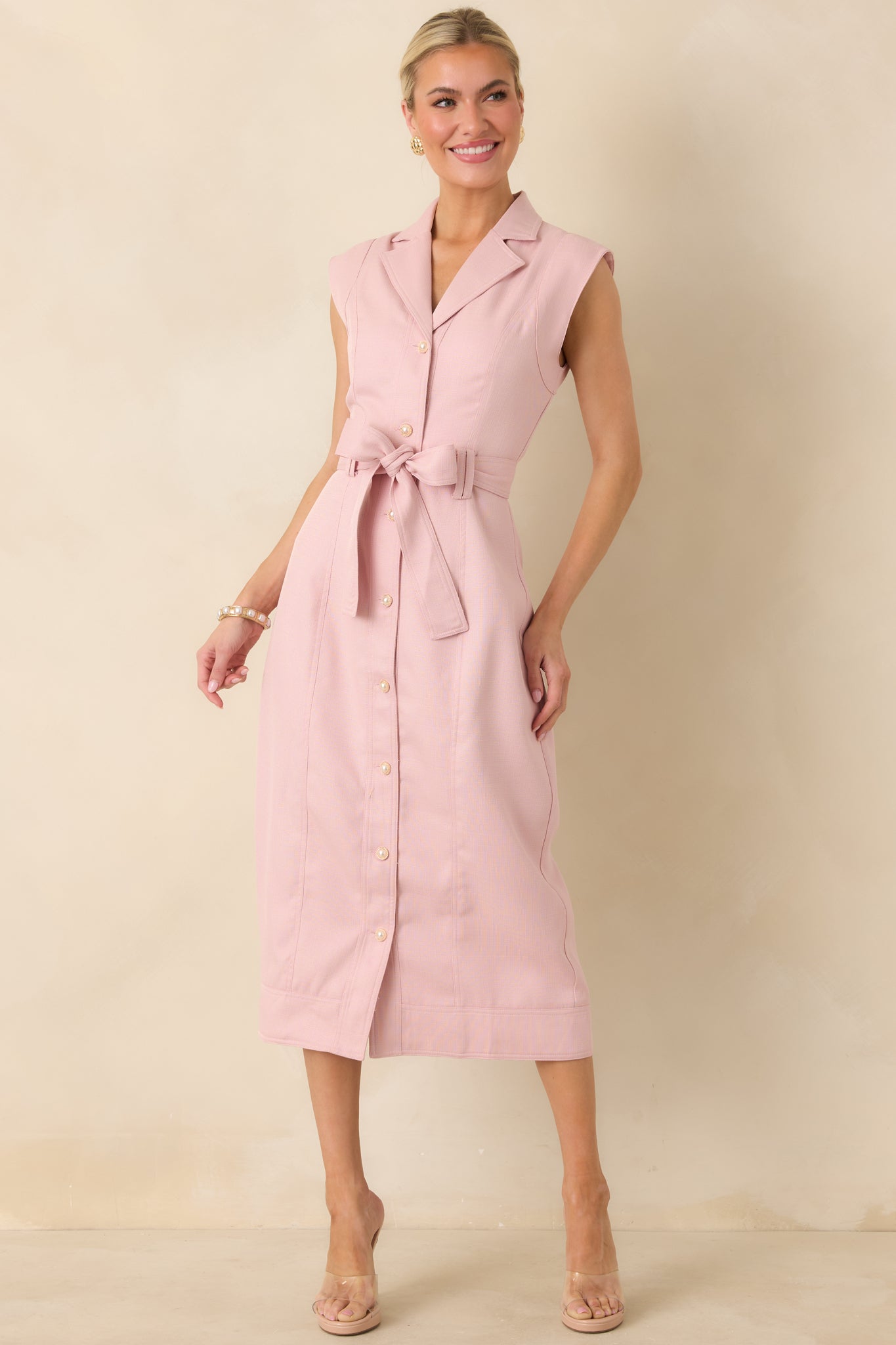 Women's Jacqueline Light Pink Midi Dress | Size: L | Red Dress Women's Jacqueline Light Pink Midi Dress | Size: L | Red Dress