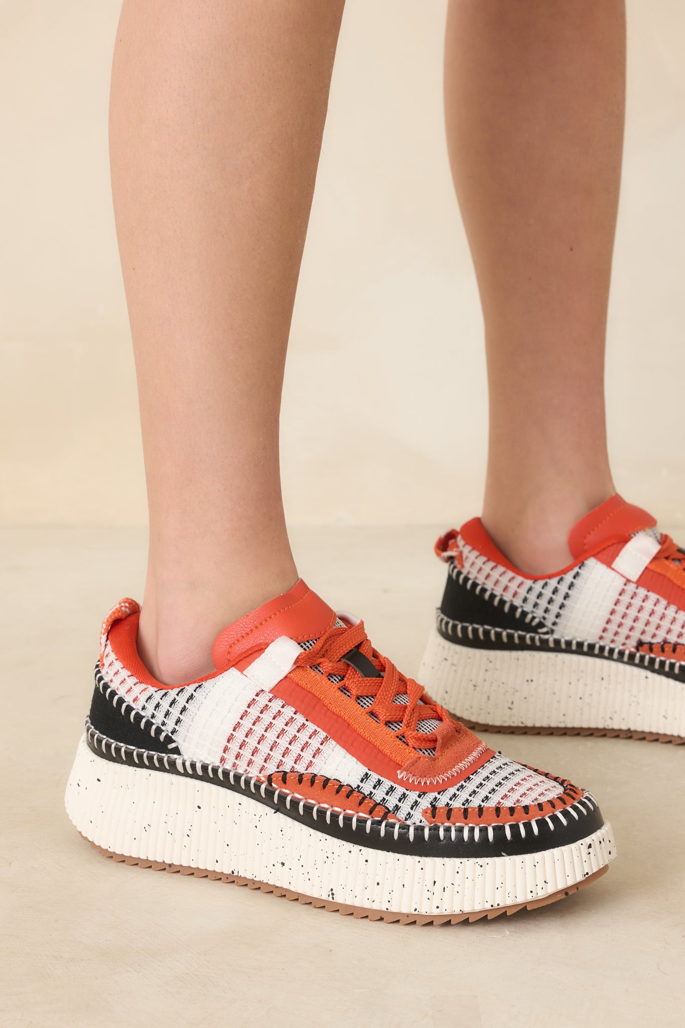 Women's Dig In Your Heels Orange Multi Platform Sneakers | Size: 6