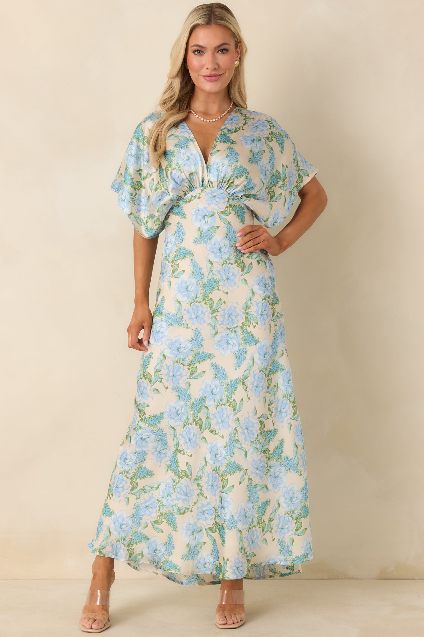 The Lilian Sky Blue Floral Maxi Dress