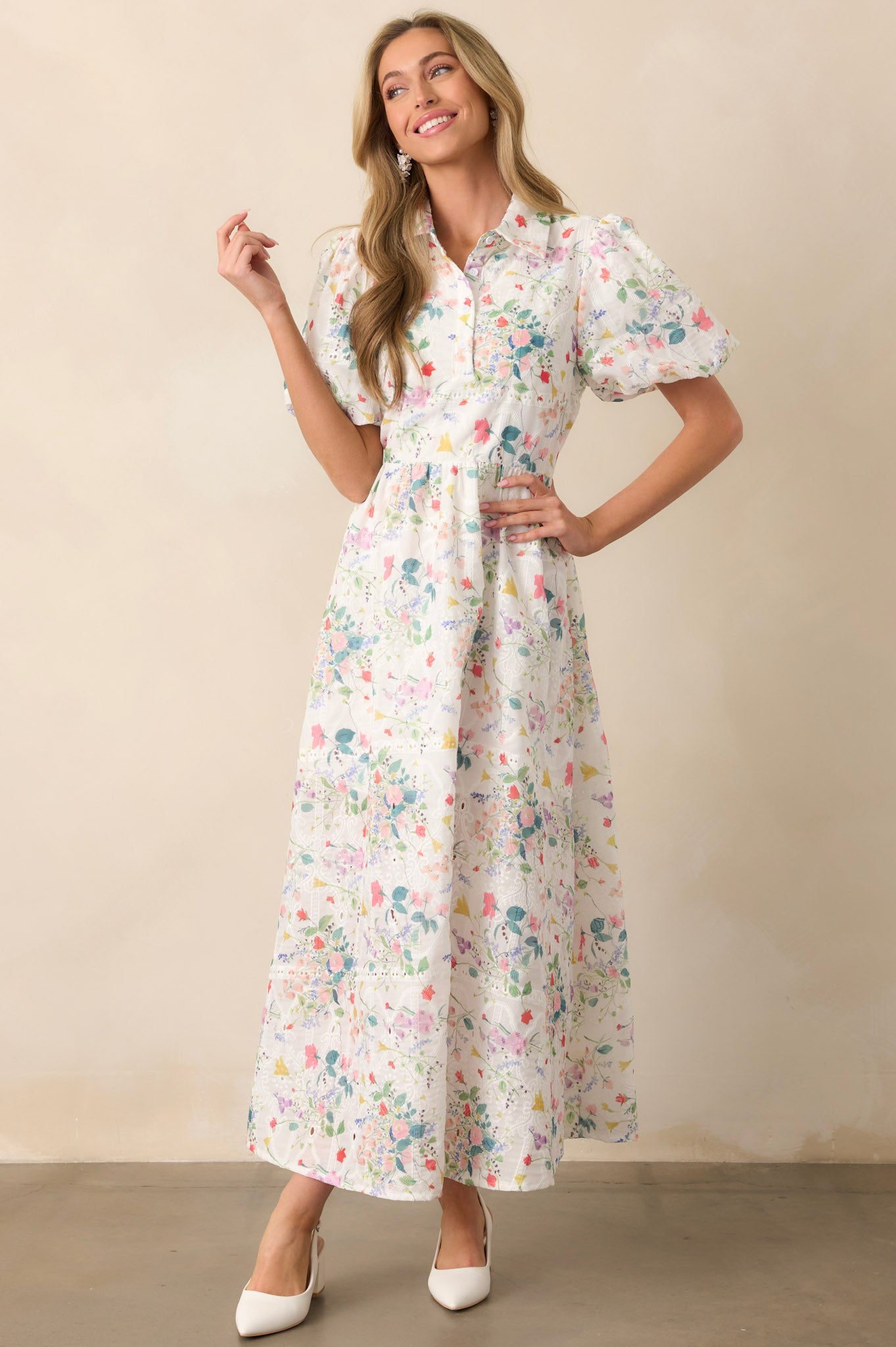 Ivory Floral Embroidered Maxi Dress - All Dresses | Red Dress Ivory Floral Embroidered Maxi Dress - All Dresses | Red Dress