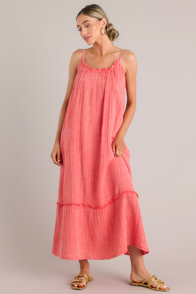 Woven Cotton Gauze Maxi Dress in Natural
