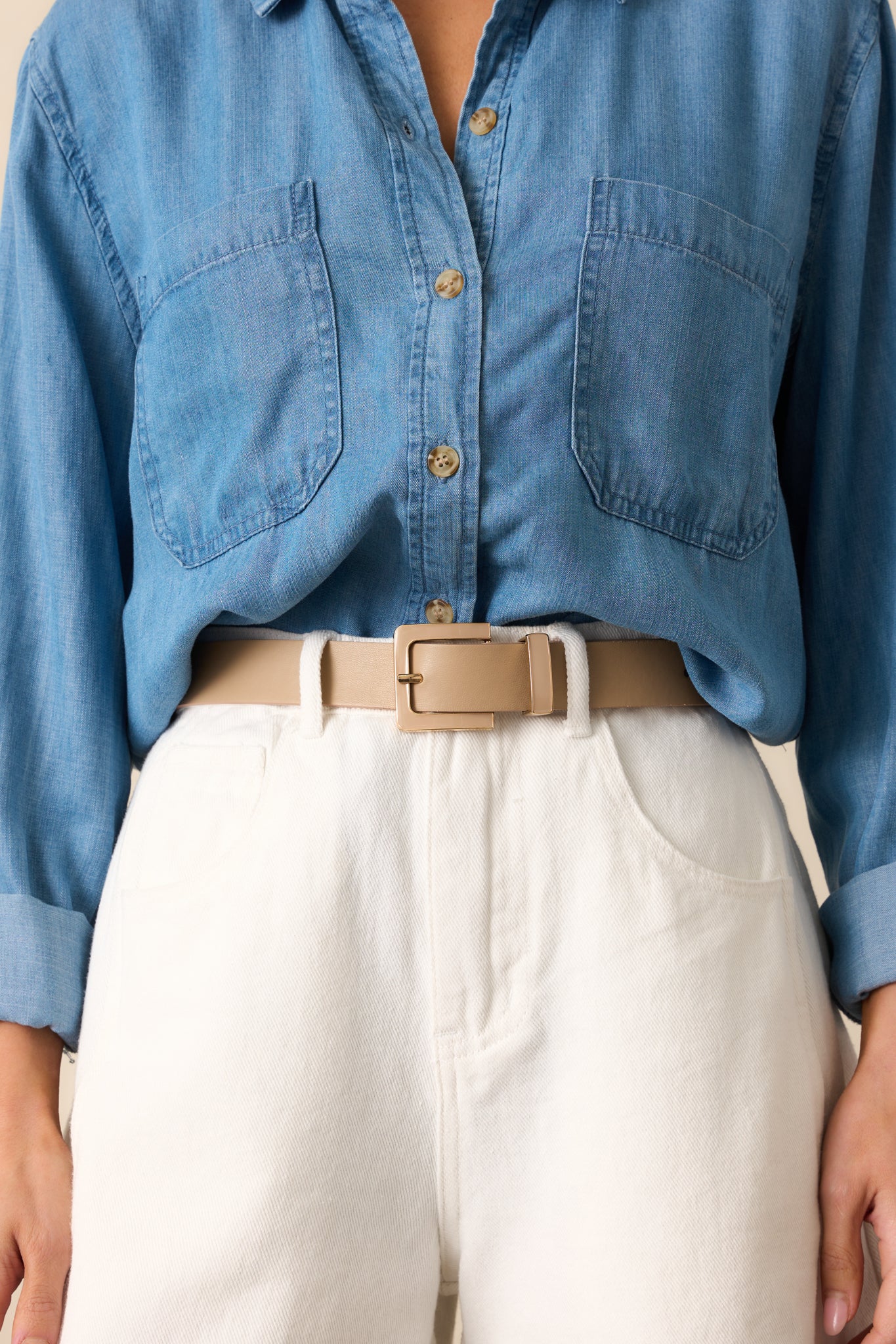 All Good Things Tan Faux Leather Belt