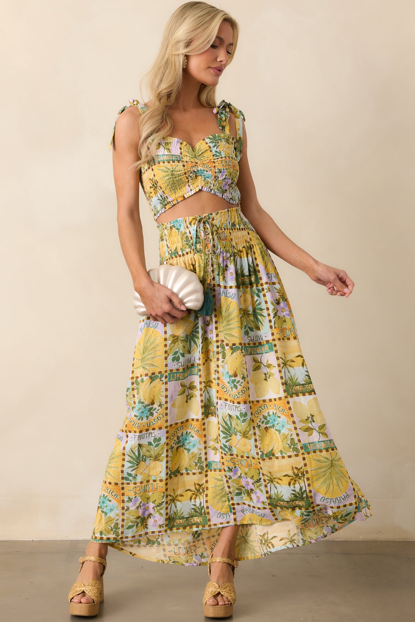 Green Tropical Print Maxi Skirt - Two Piece Sets | Red Dress Green Tropical Print Maxi Skirt - Two Piece Sets | Red Dress