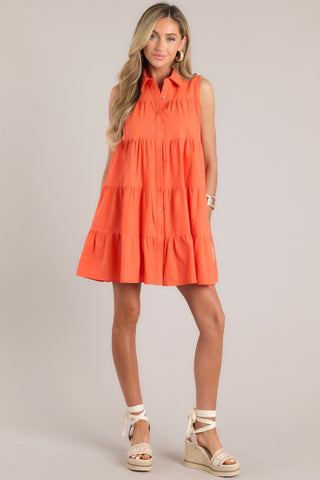 SHOP THE LOOK - Throw The Dice Spice Orange Button Front Mini Dress