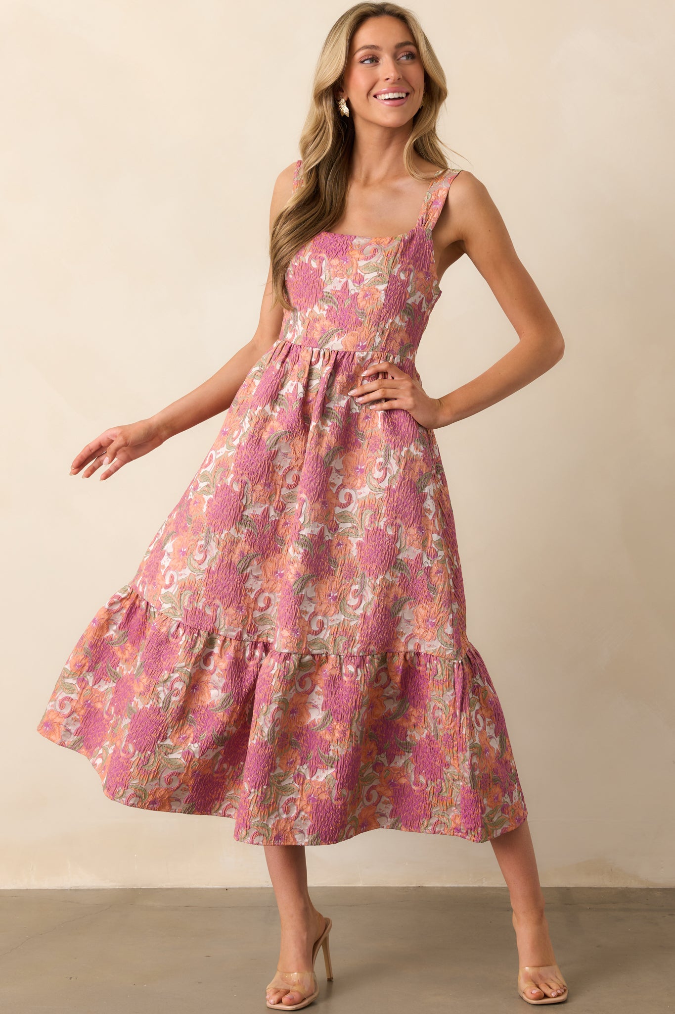 Anything Is Possible Mauve Floral Jacquard Maxi Dress Anything Is Possible Mauve Floral Jacquard Maxi Dress