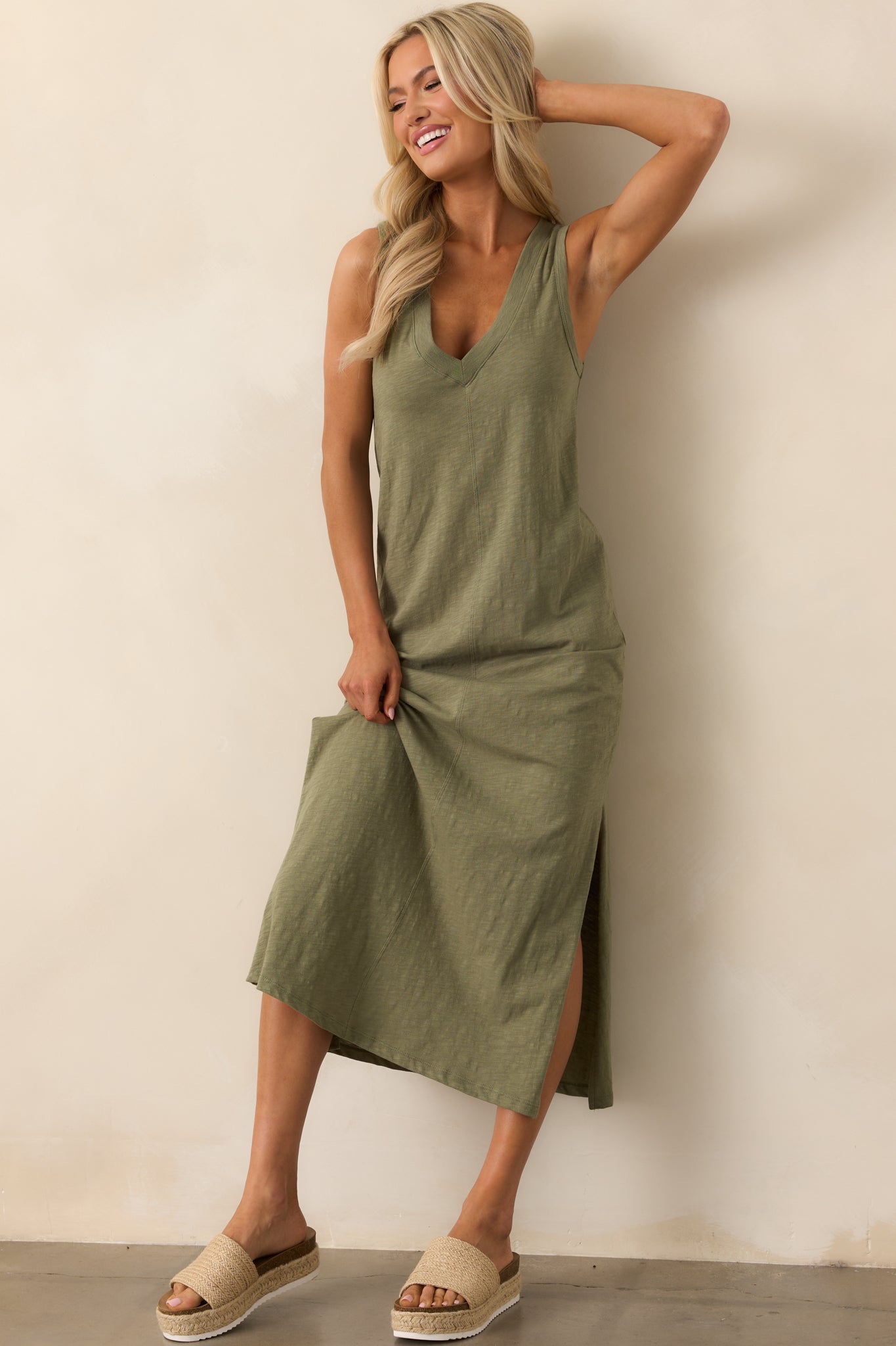 Z Supply Avocado Green Palisades Midi Dress Z Supply Avocado Green Palisades Midi Dress