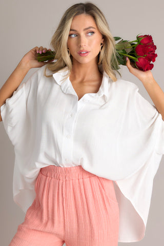 SHOP THE LOOK - You Never Can Tell White Button Front Top