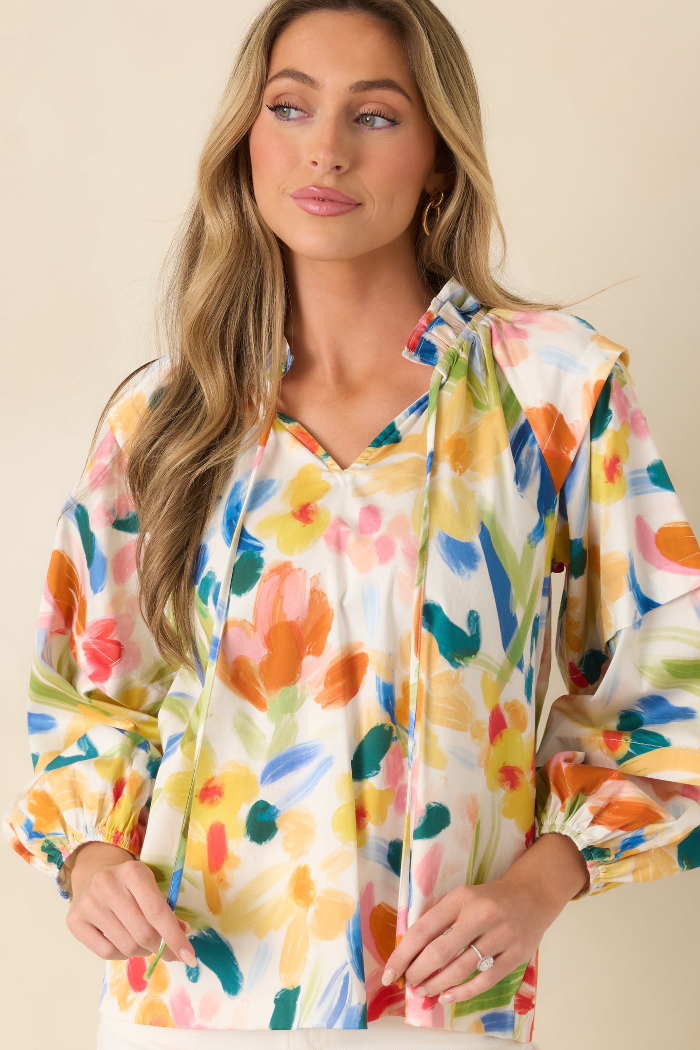 Closer view highlighting the softly gathered body and lightweight woven cotton fabric.