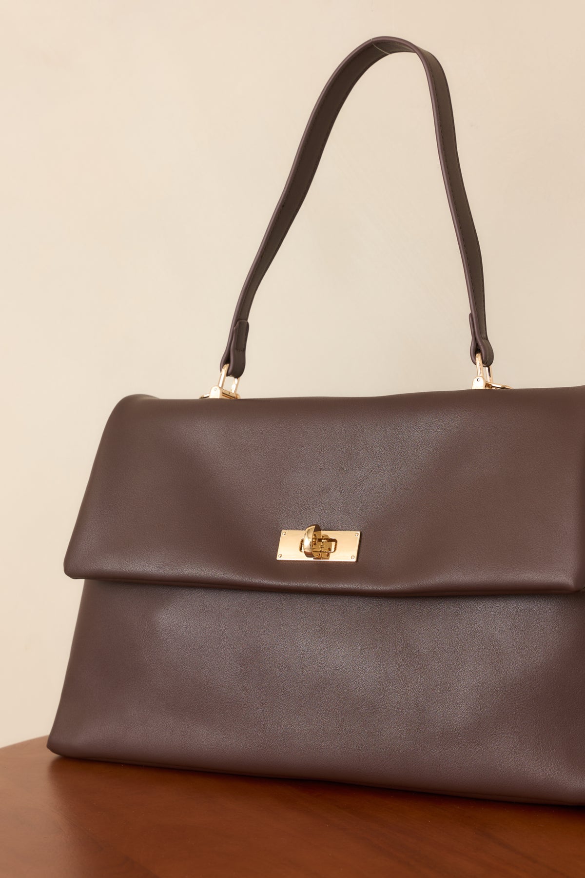 All Sorted Out Espresso Faux Leather Top Handle Satchel