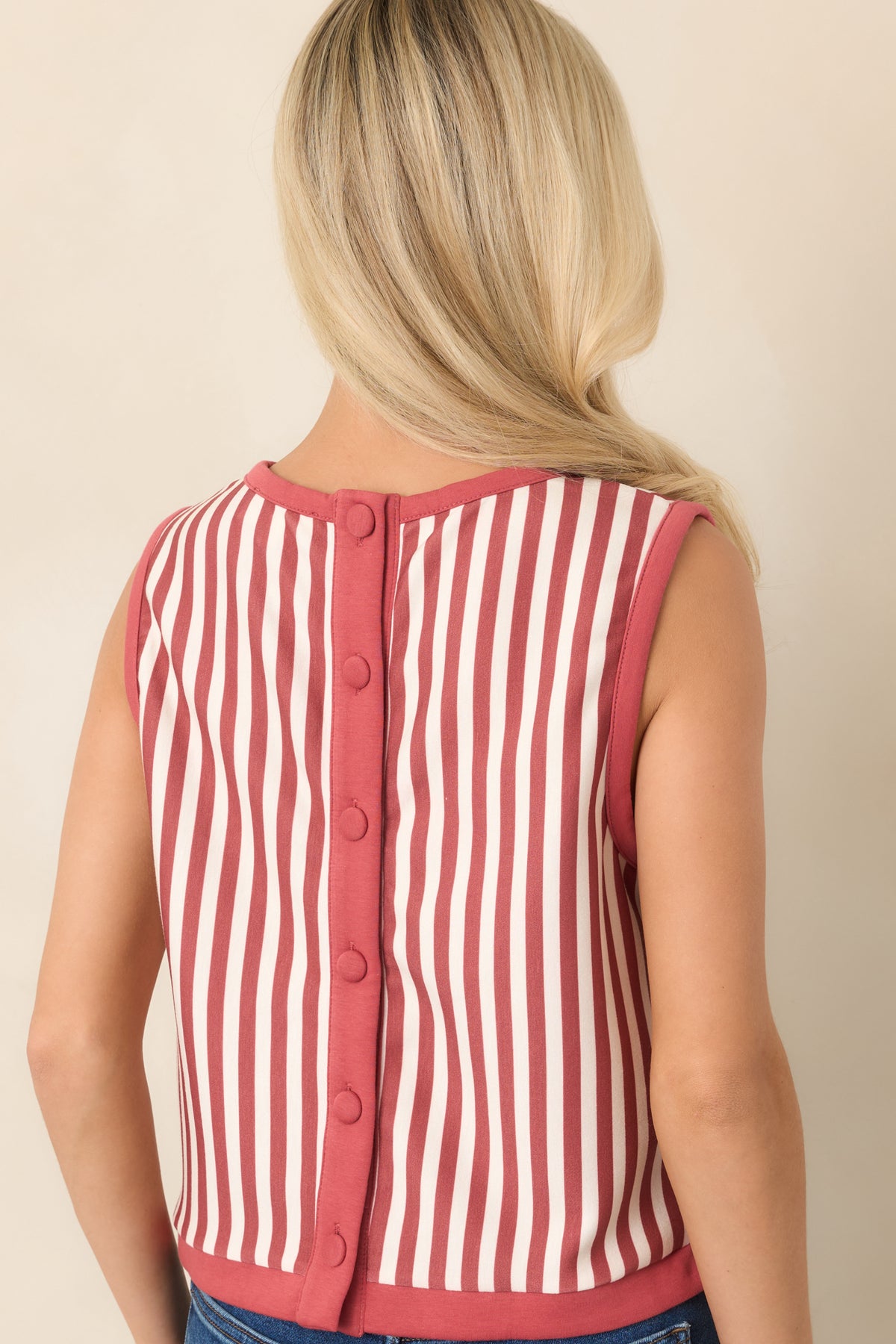 In the Lineup Terracotta & Ivory Stripe Sleeveless Top