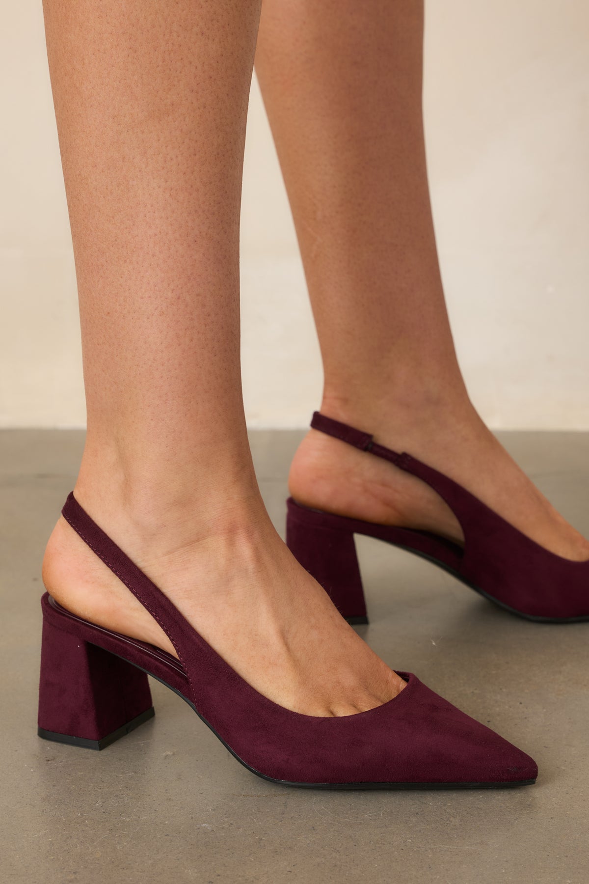 Lost Your Chance Plum Faux Suede Pointed-Toe Slingback Heels