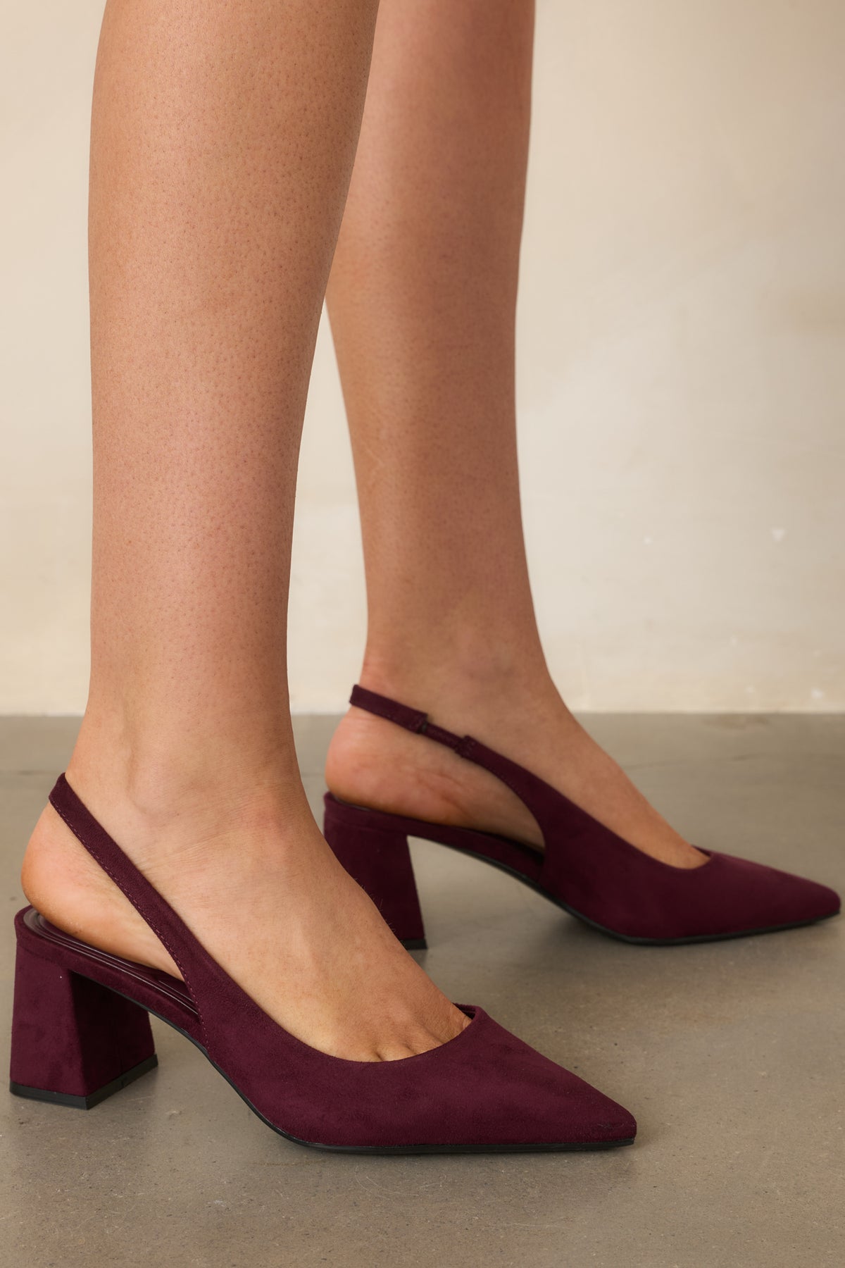 Lost Your Chance Plum Faux Suede Pointed-Toe Slingback Heels