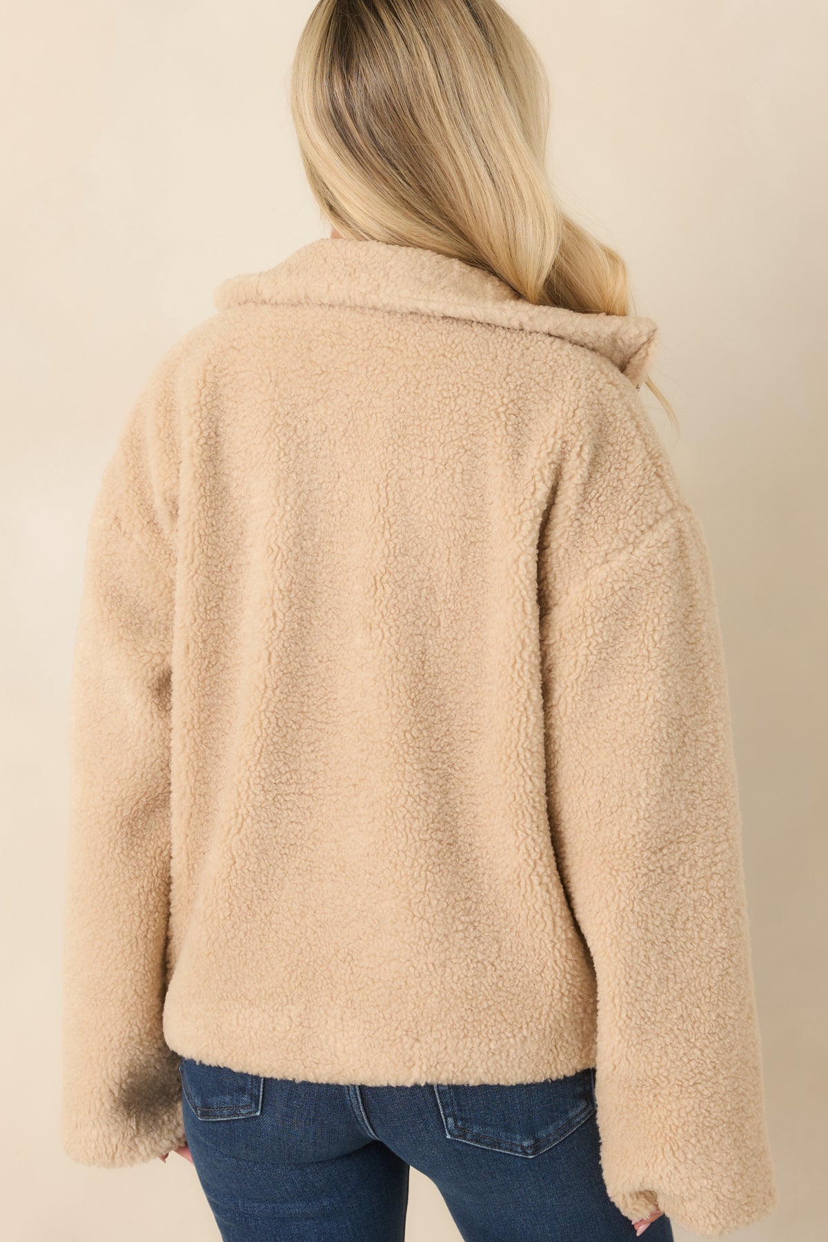 MINKPINK Zola Beige Teddy Zip-Front Jacket